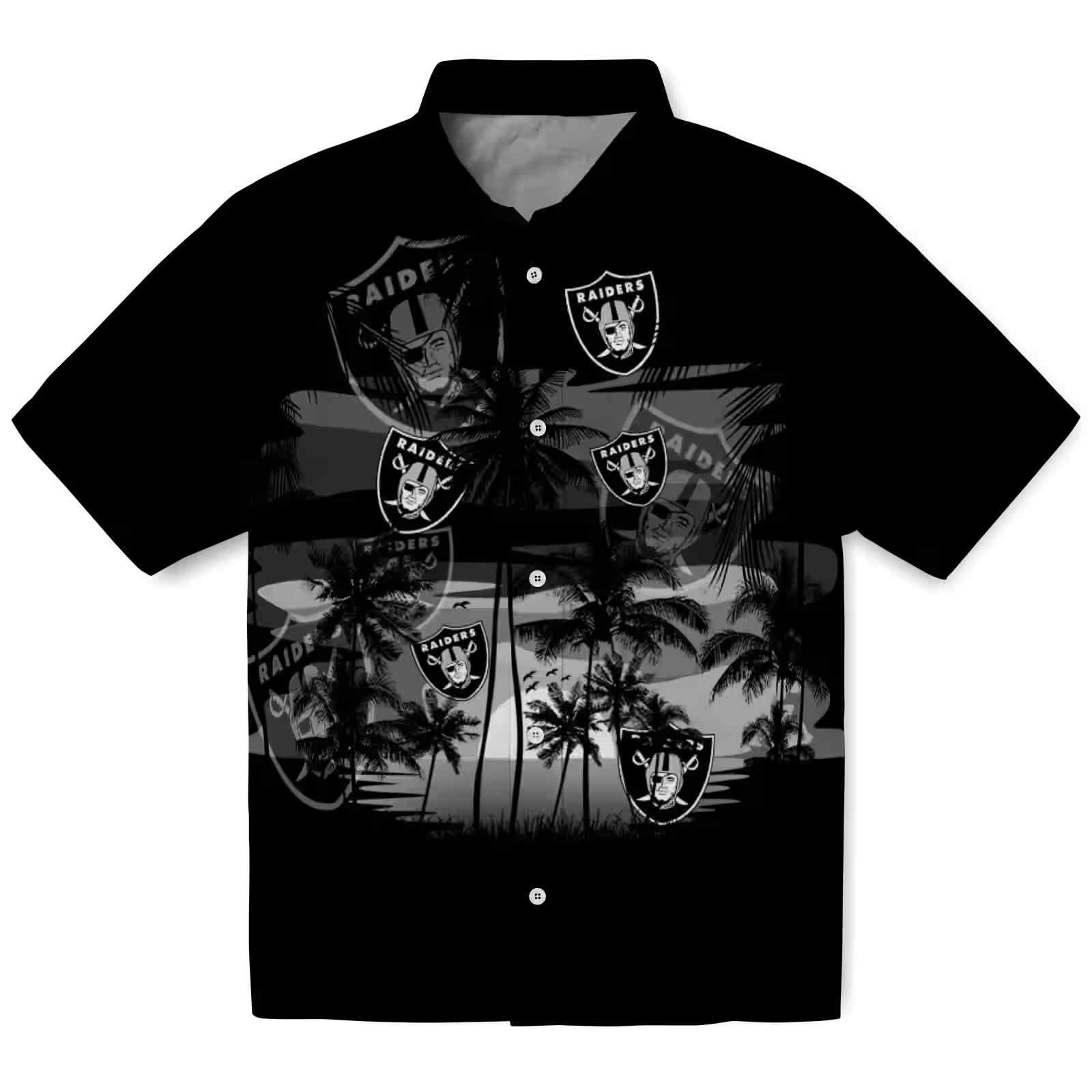 Custom Las Vegas Raiders Sunset Scene Black Hawaiian Shirt