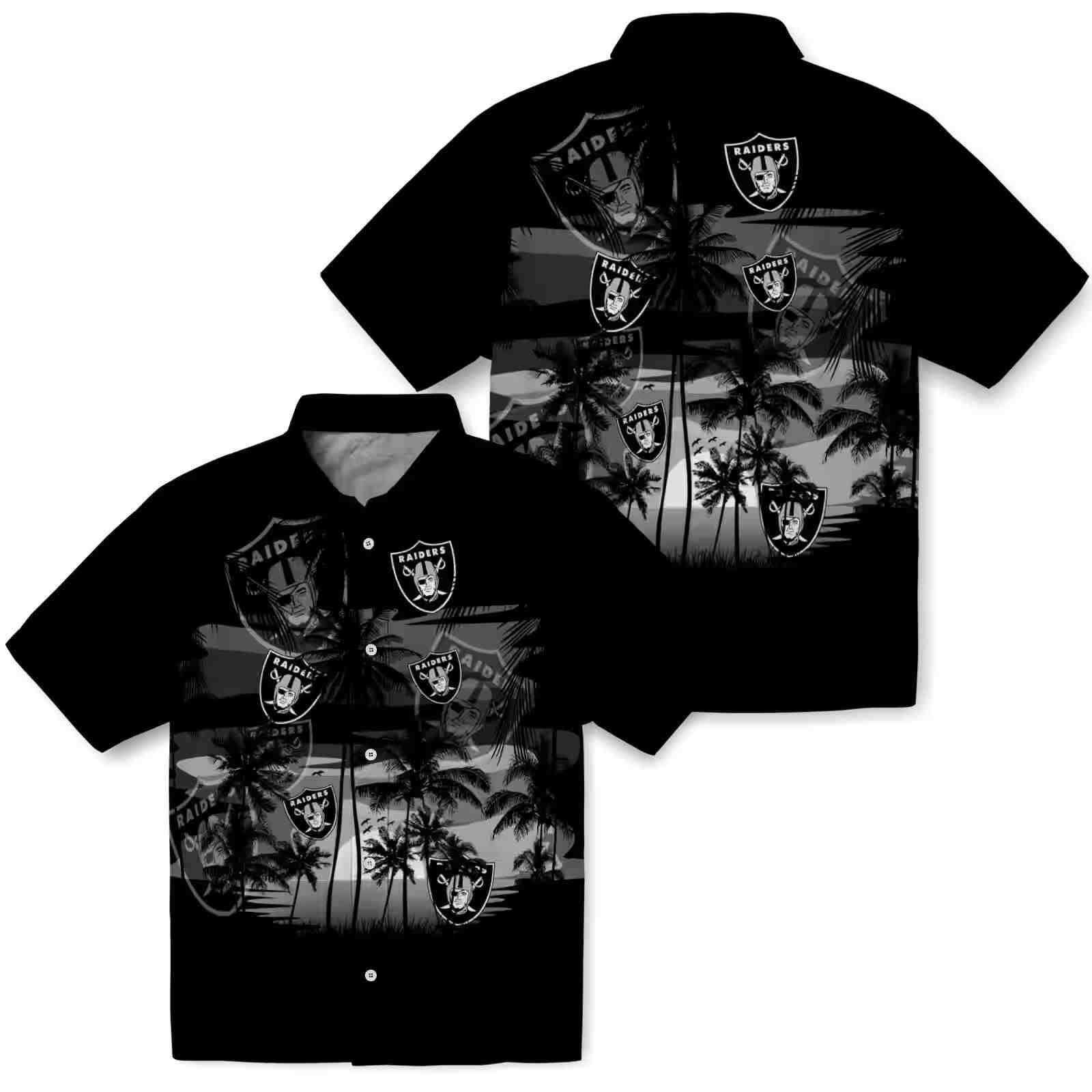 custom las vegas raiders sunset scene black hawaiian shirt high quality