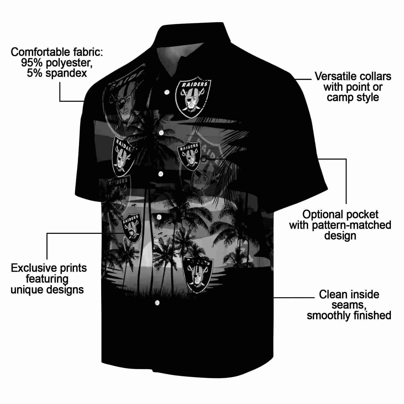 custom las vegas raiders sunset scene black hawaiian shirt new arrival