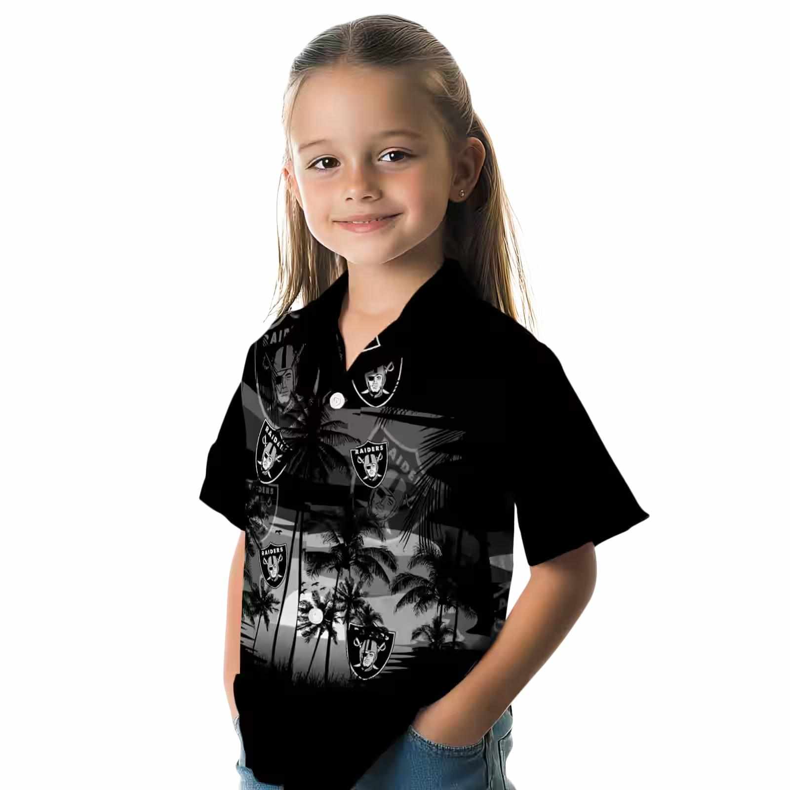 custom las vegas raiders sunset scene black hawaiian shirt premium grade