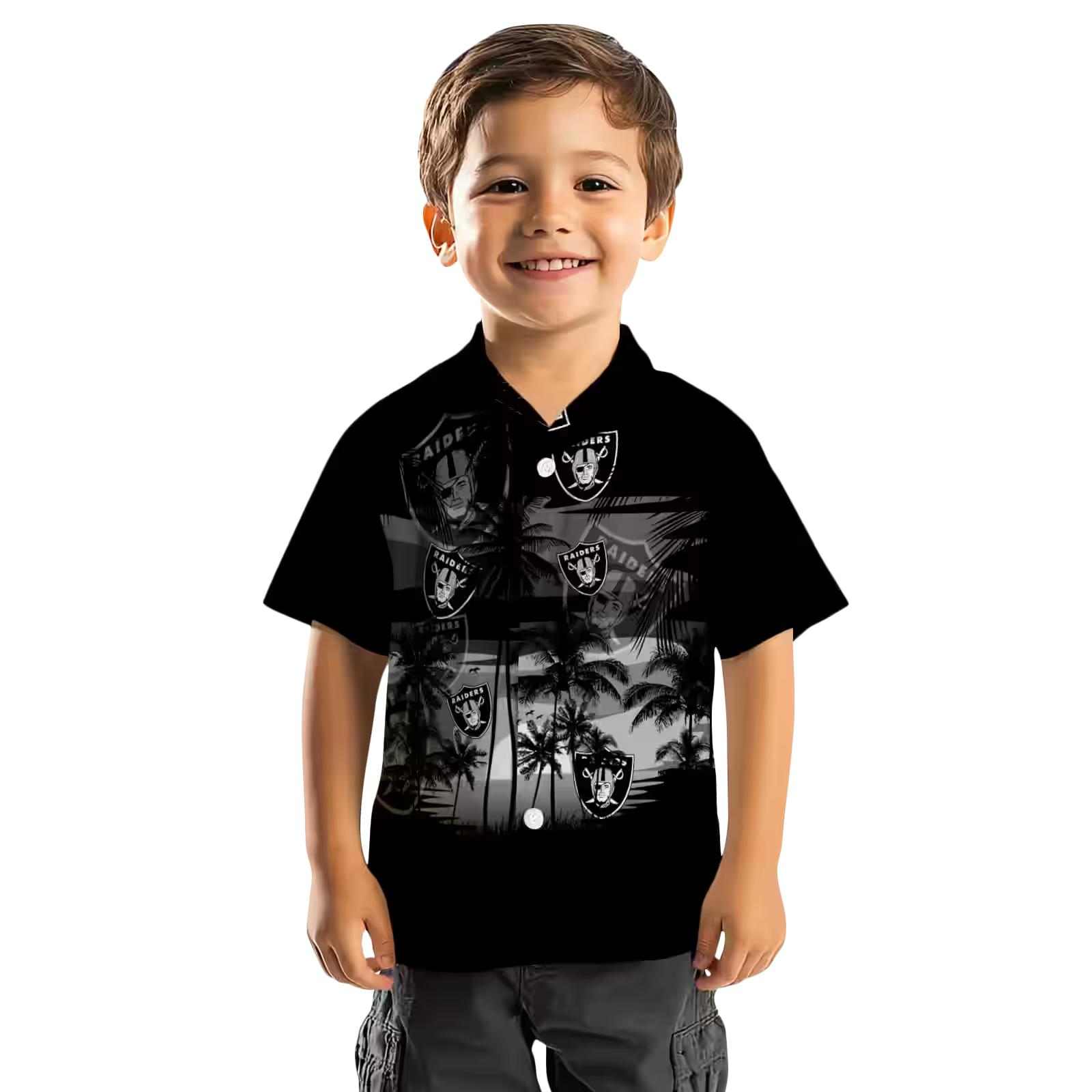 custom las vegas raiders sunset scene black hawaiian shirt top rated