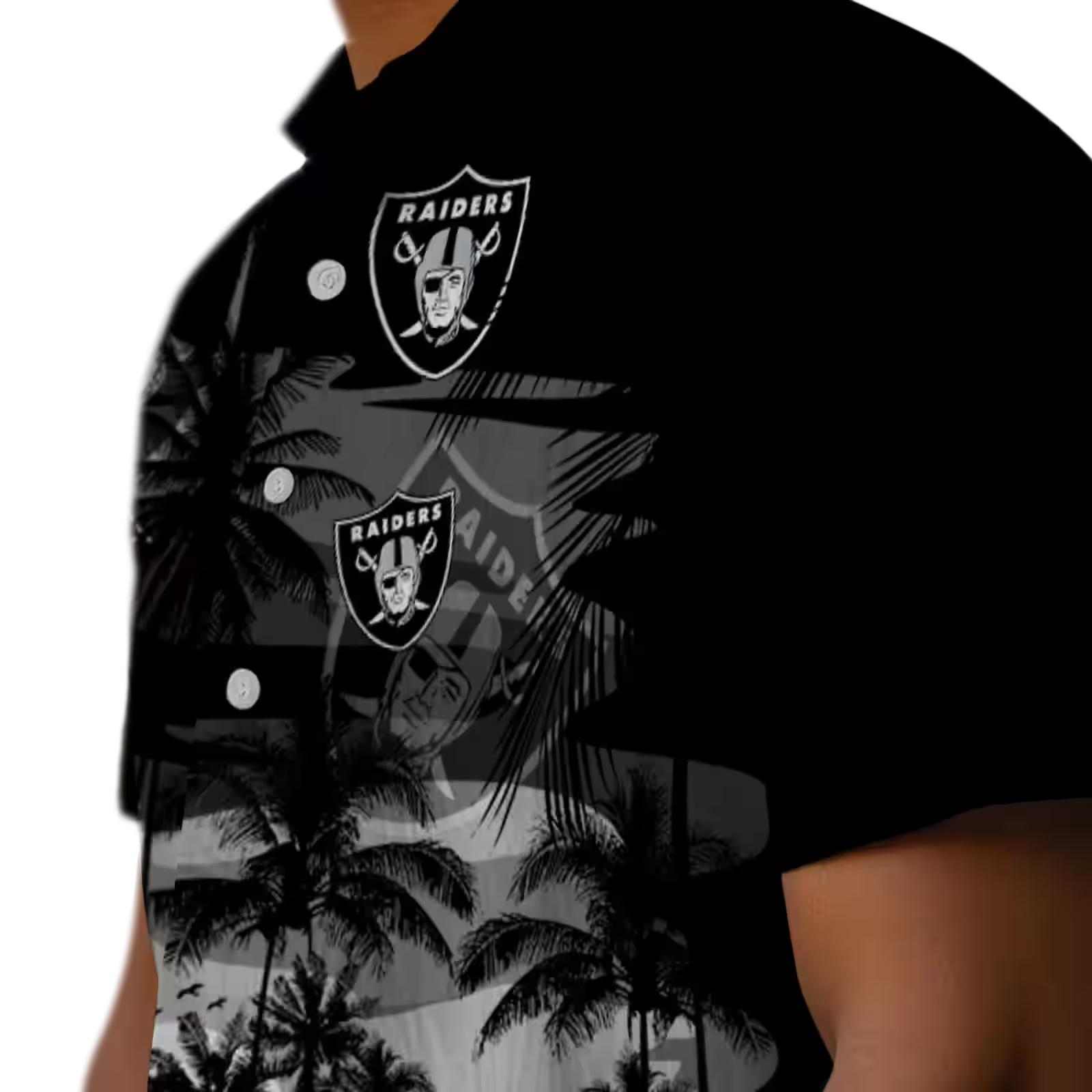 custom las vegas raiders sunset scene black hawaiian shirt trendy