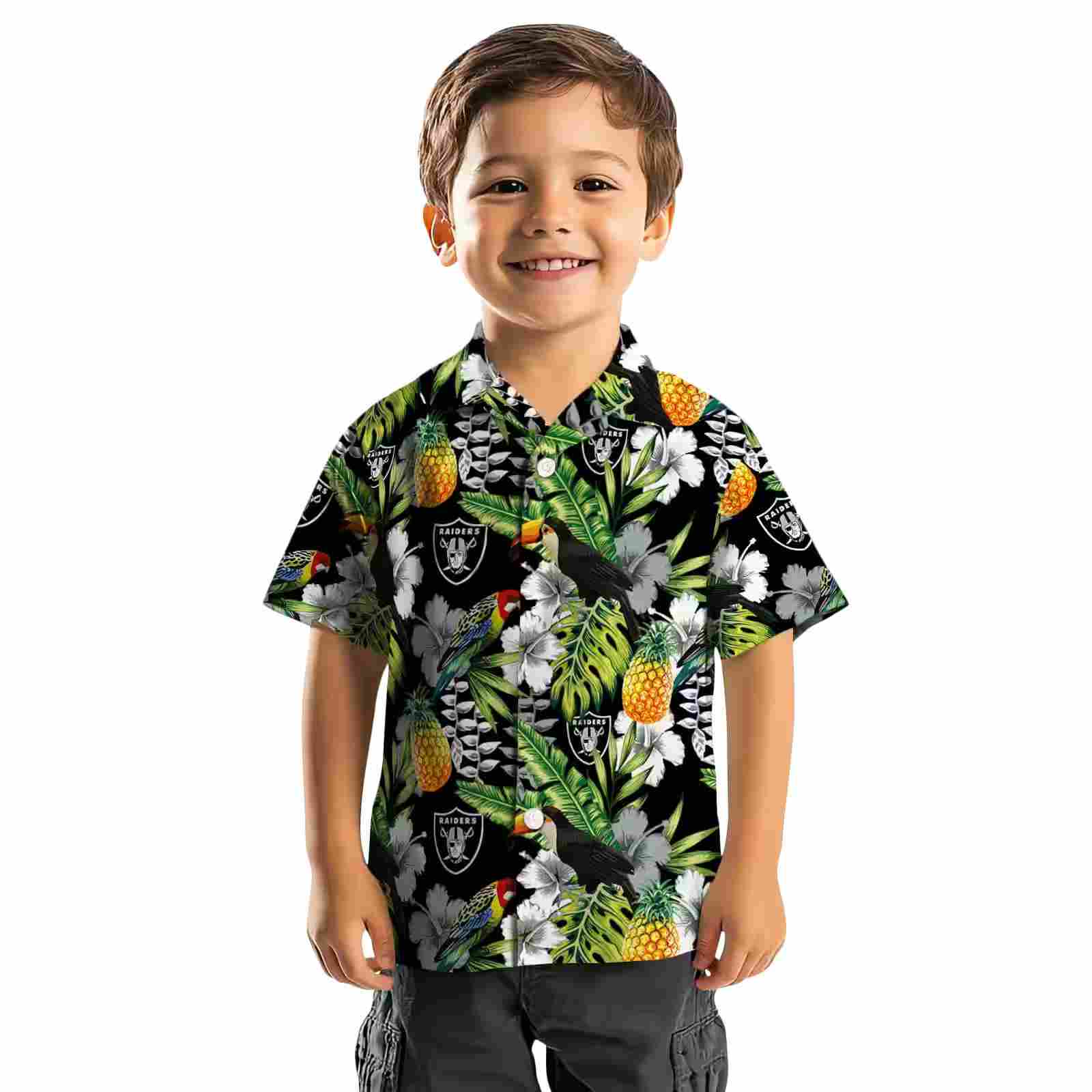 custom las vegas raiders tropical toucan black green hawaiian shirt top rated