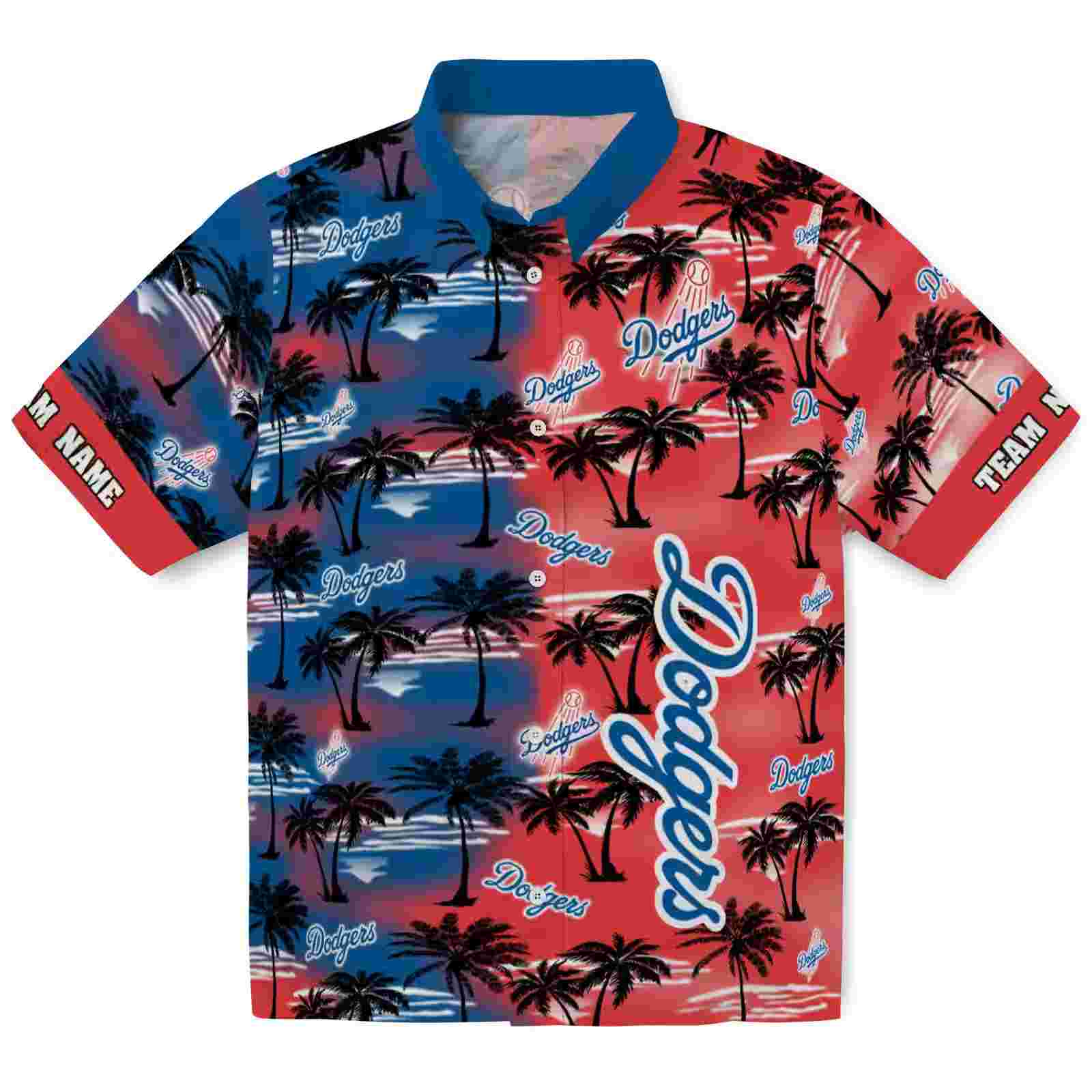 Custom Los Angeles Dodgers Palm Silhouettes Blue Hawaiian Shirt