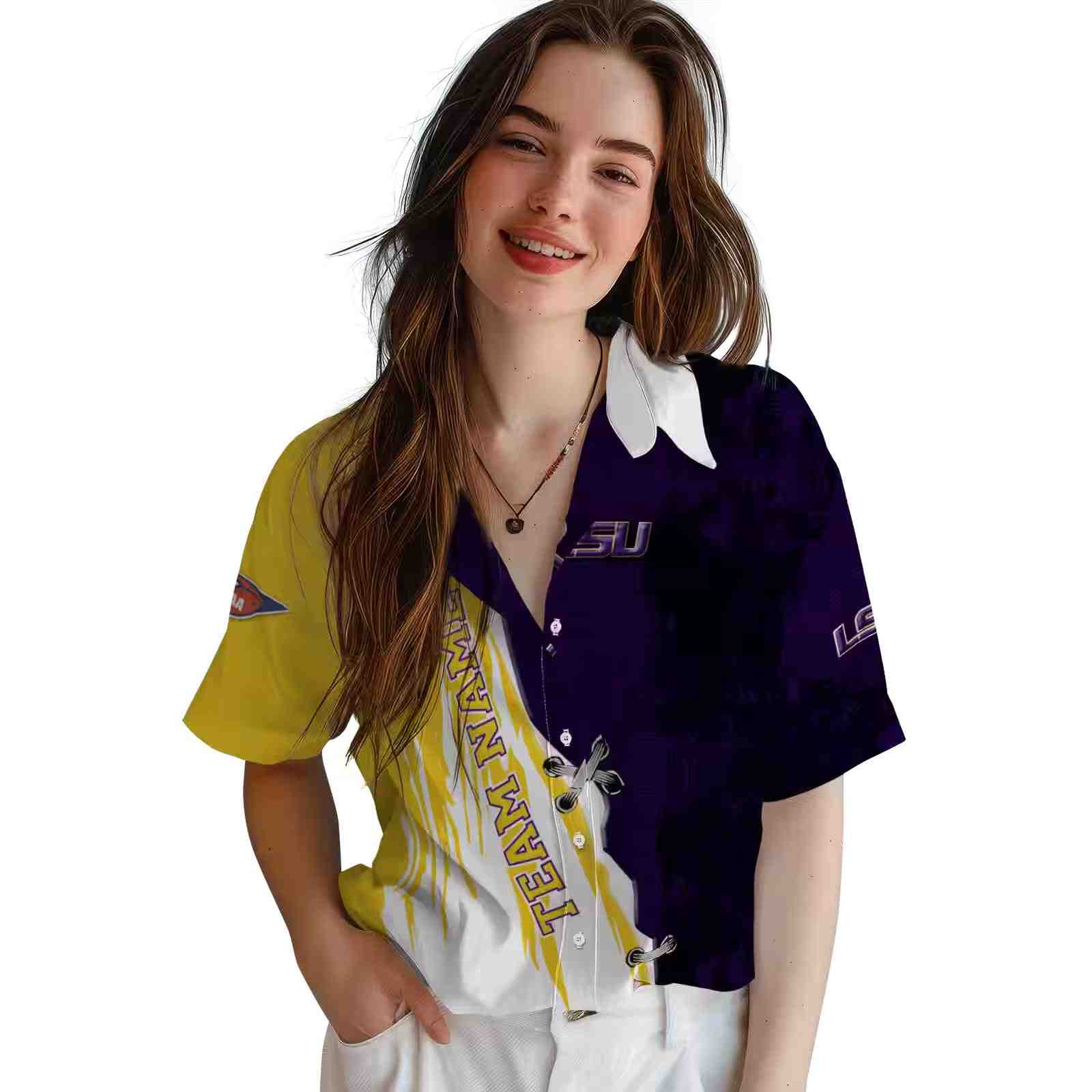 custom lsu tigers edgy streaks purple white hawaiian shirt latest model