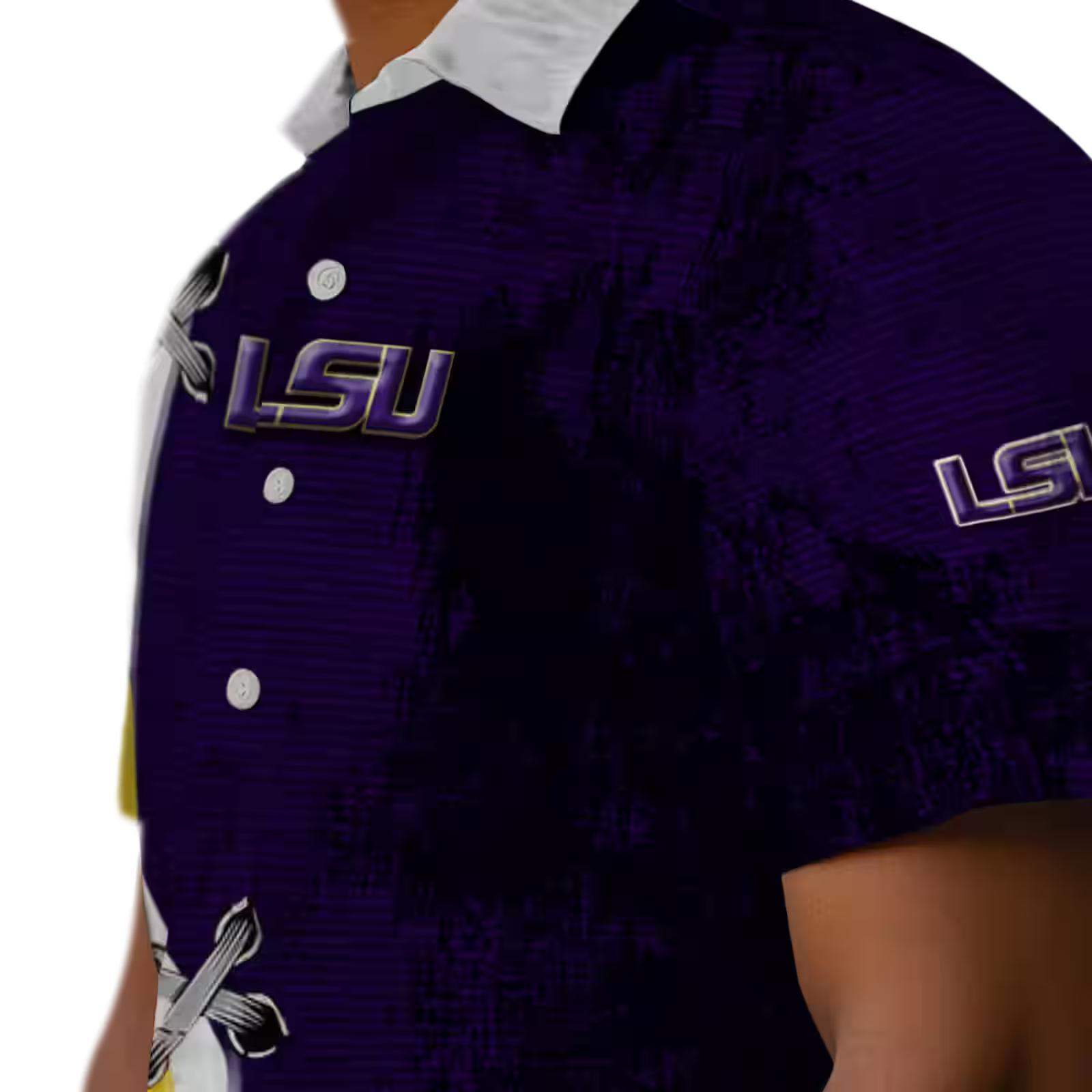 custom lsu tigers edgy streaks purple white hawaiian shirt trendy