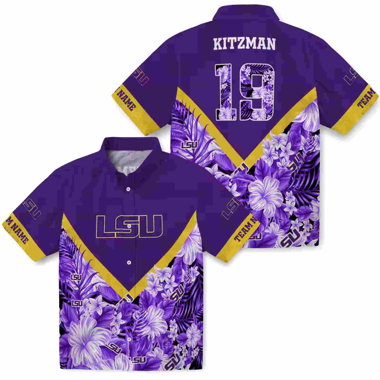 custom lsu tigers floral chevron purple hawaiian shirt high quality