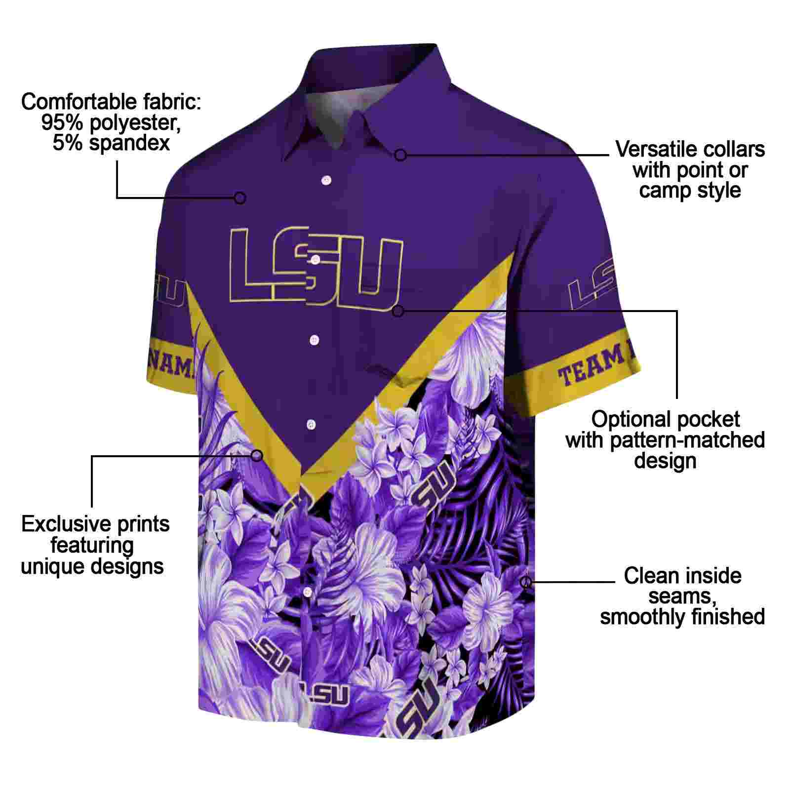 custom lsu tigers floral chevron purple hawaiian shirt new arrival