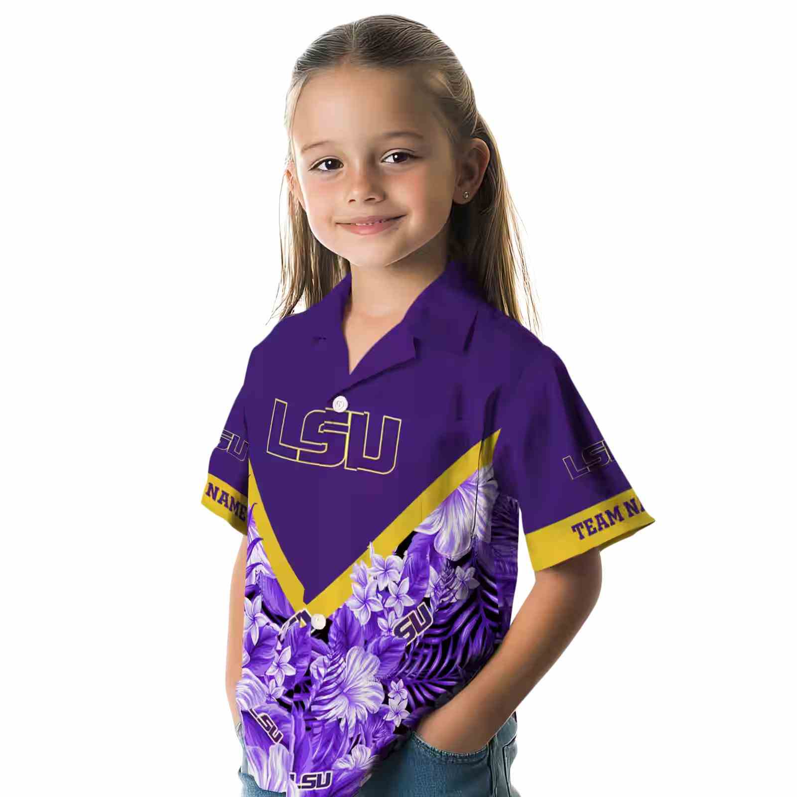 custom lsu tigers floral chevron purple hawaiian shirt premium grade