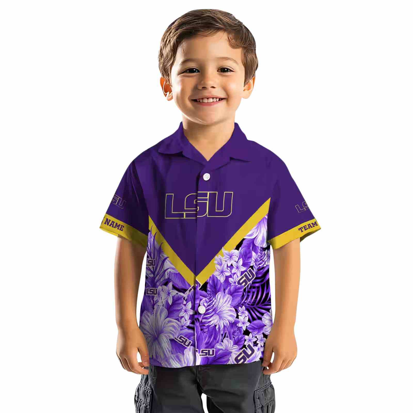 custom lsu tigers floral chevron purple hawaiian shirt top rated