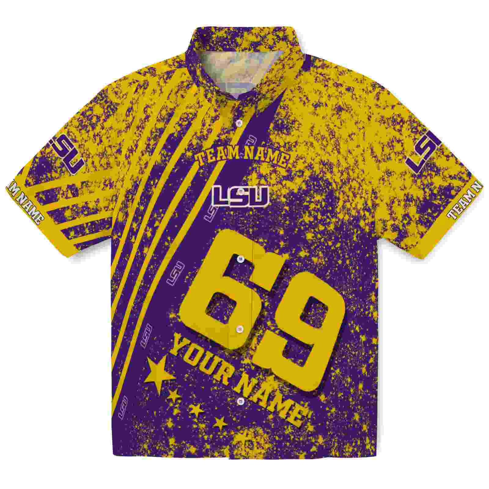 Custom LSU Tigers Star Stripes Purple Hawaiian Shirt