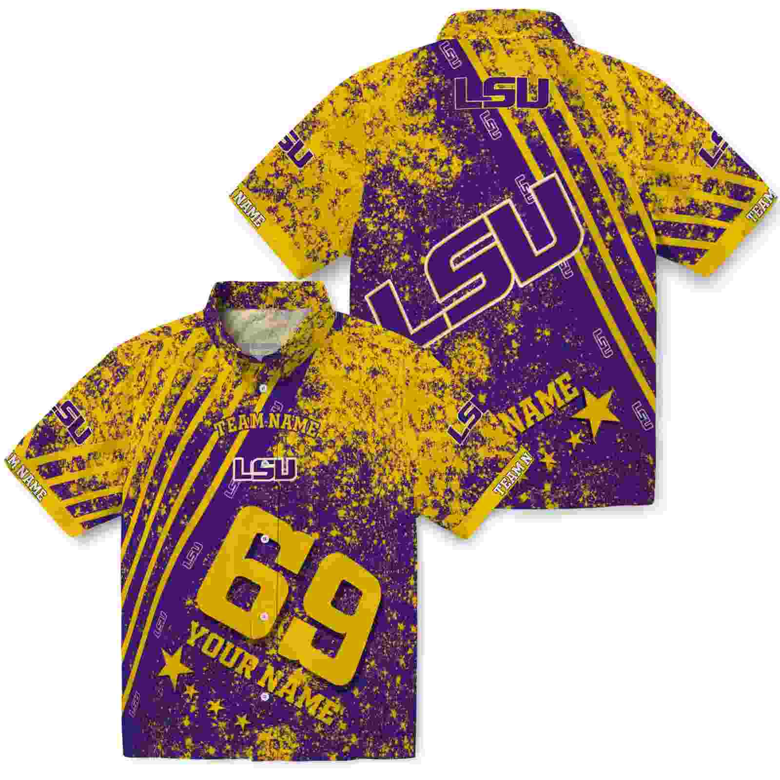 custom lsu tigers star stripes purple hawaiian shirt high quality