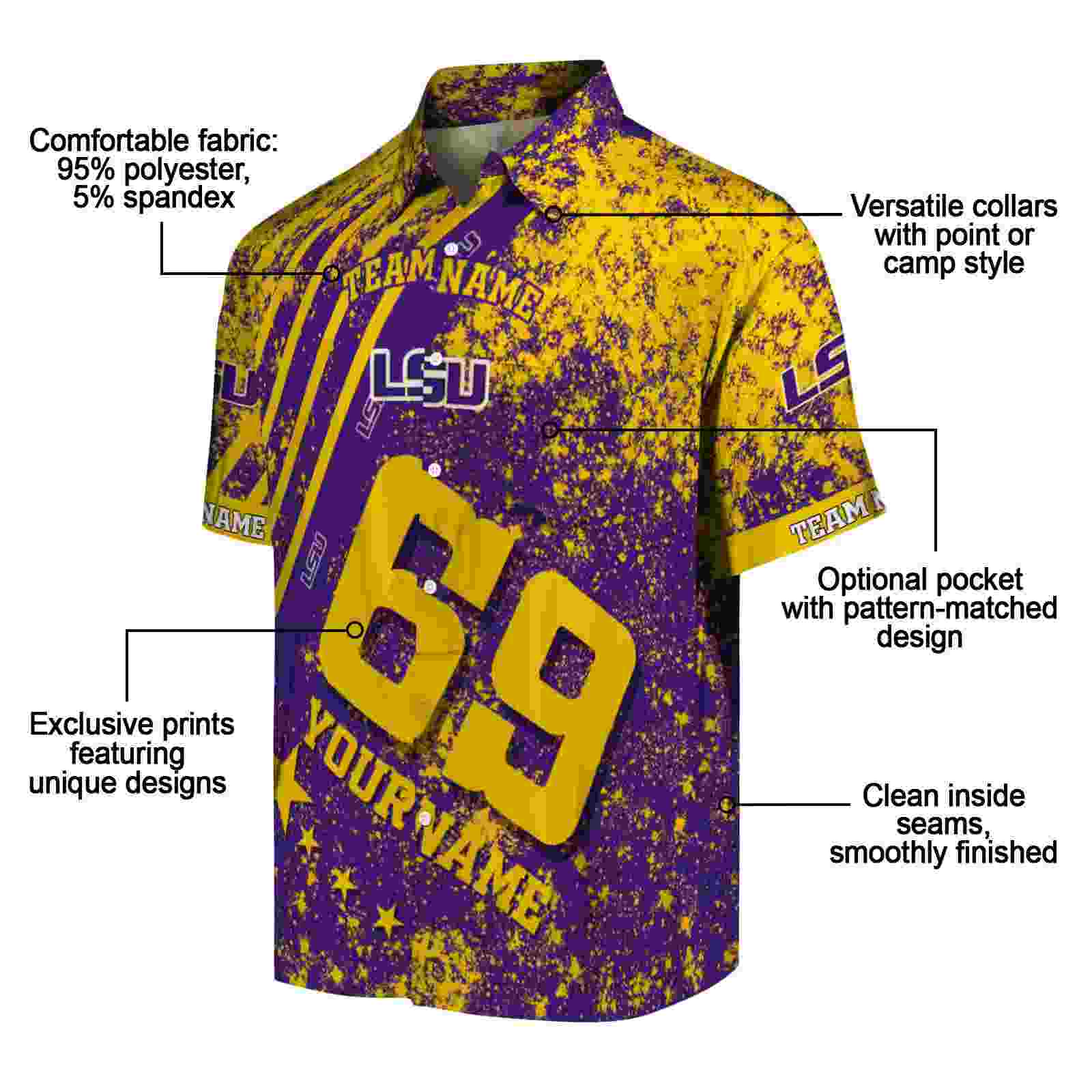 custom lsu tigers star stripes purple hawaiian shirt new arrival