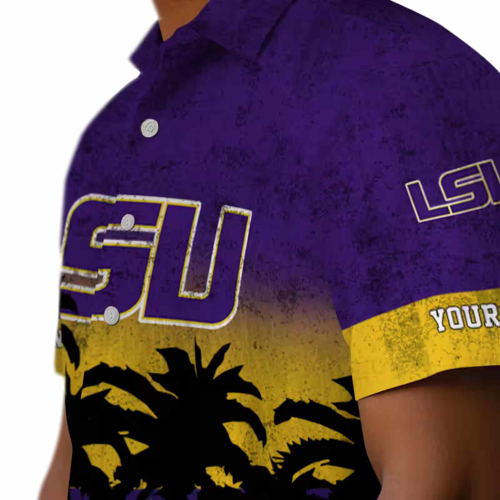 custom lsu tigers sunset pattern purple black hawaiian shirt trendy