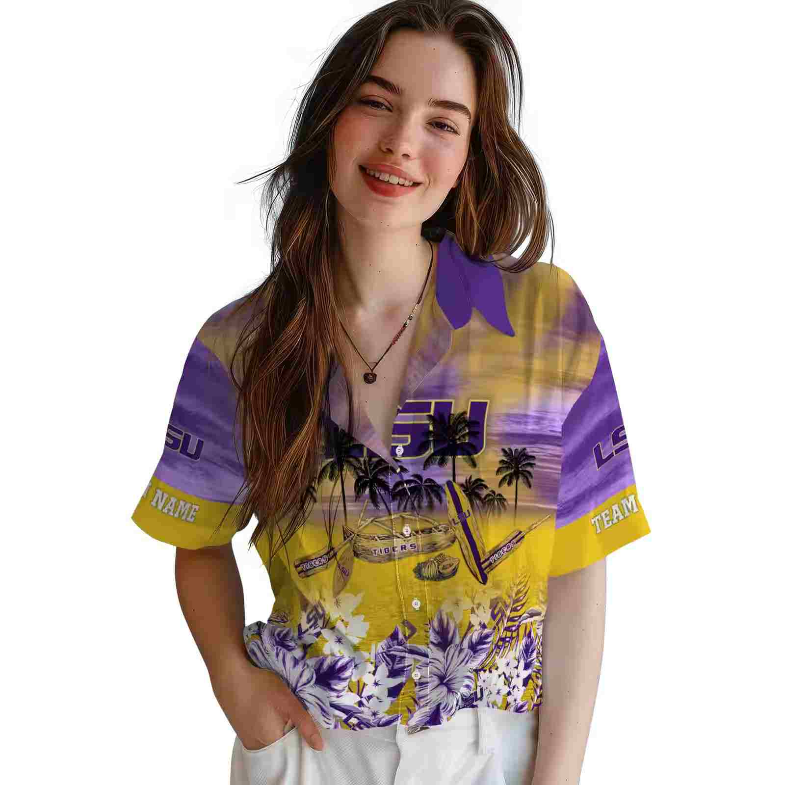 custom lsu tigers tropical canoe purple hawaiian shirt latest model