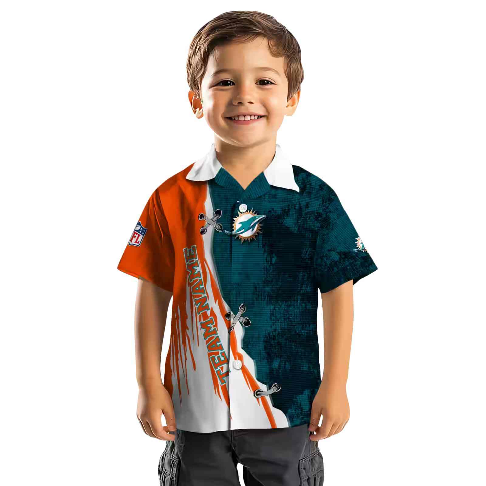 custom miami dolphins edgy streaks aqua white hawaiian shirt top rated