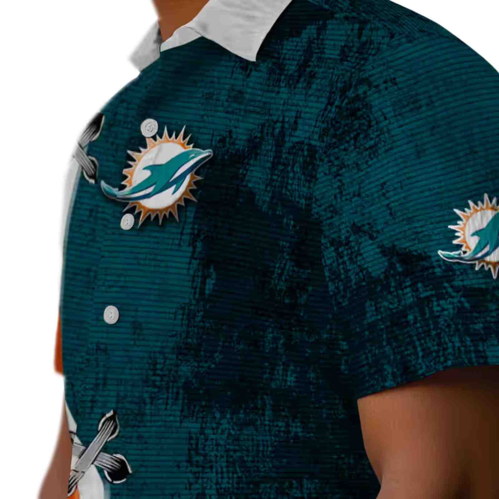 custom miami dolphins edgy streaks aqua white hawaiian shirt trendy