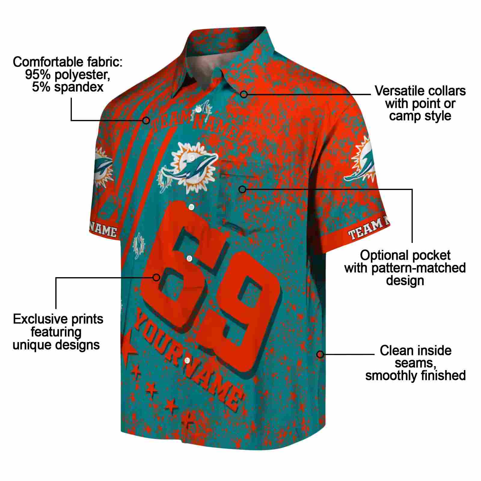 custom miami dolphins star stripes aqua hawaiian shirt new arrival