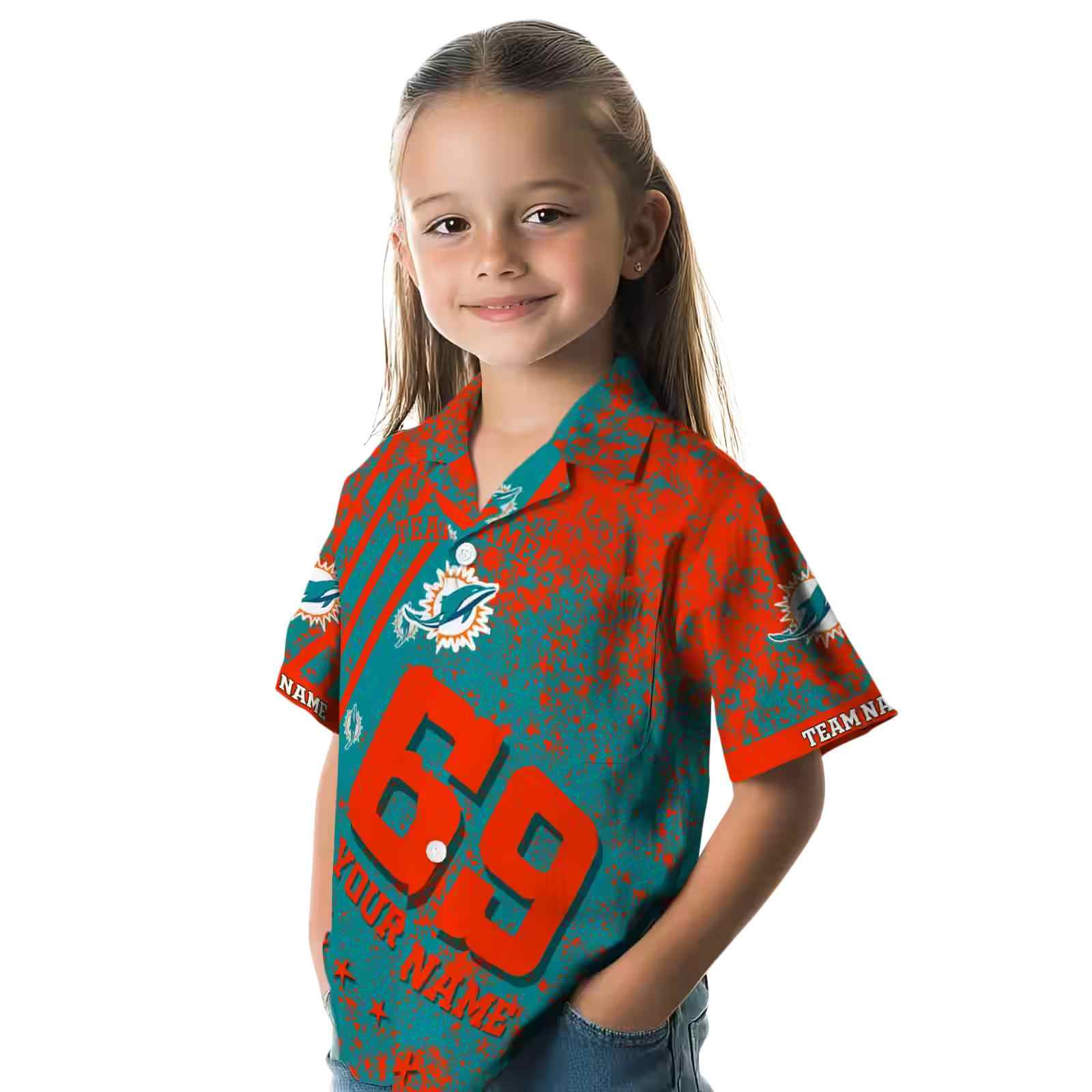 custom miami dolphins star stripes aqua hawaiian shirt premium grade