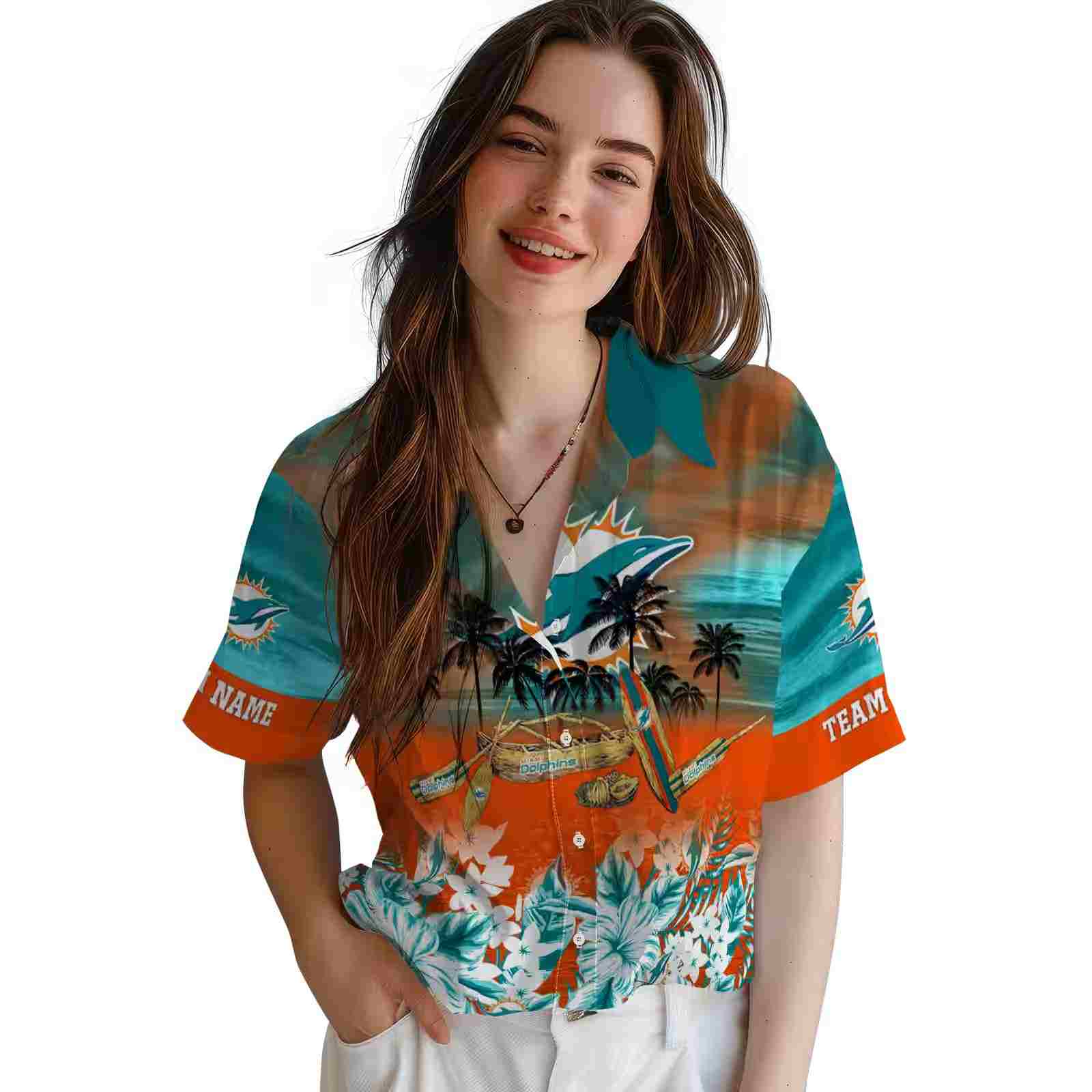 custom miami dolphins tropical canoe aqua hawaiian shirt latest model