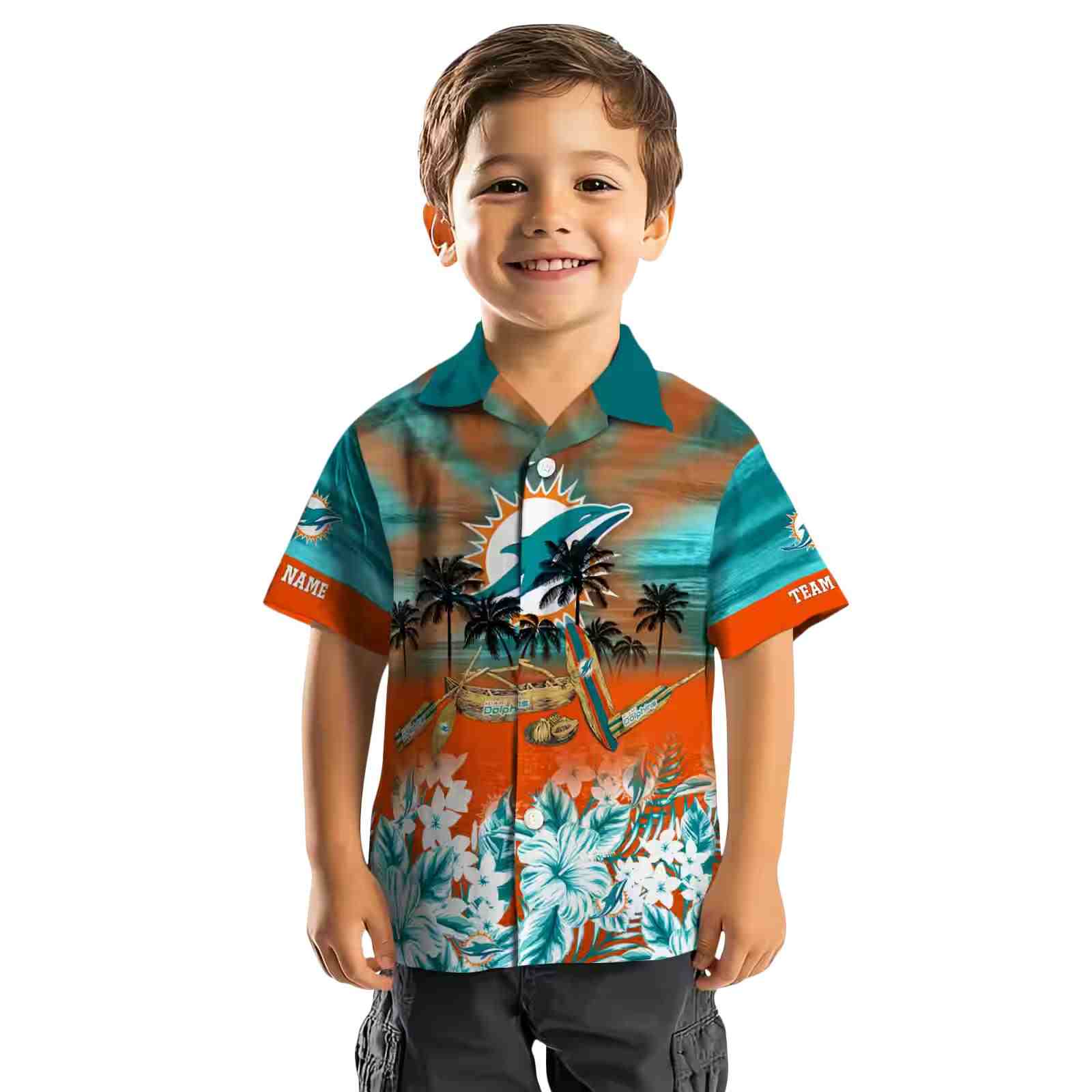 custom miami dolphins tropical canoe aqua hawaiian shirt top rated