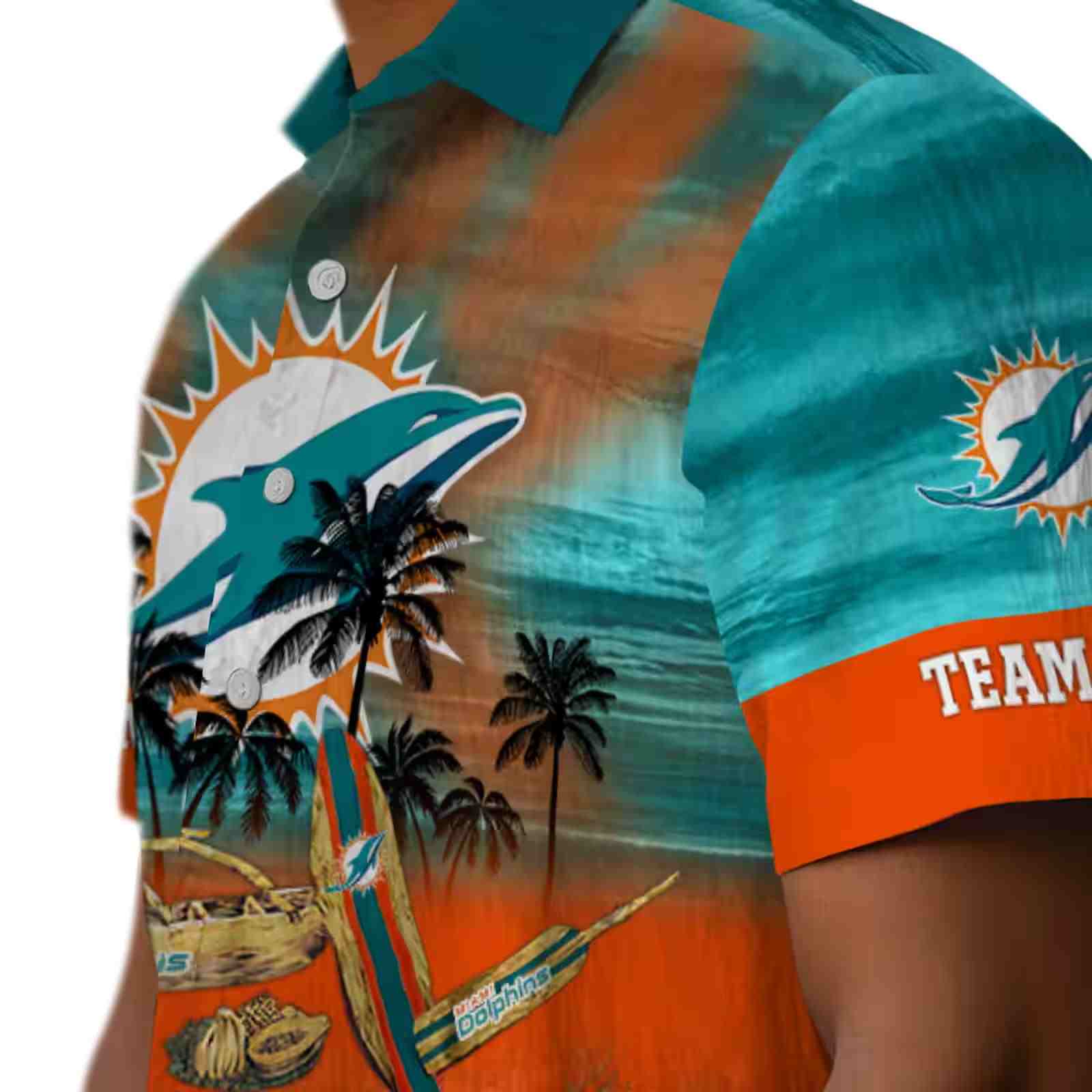 custom miami dolphins tropical canoe aqua hawaiian shirt trendy