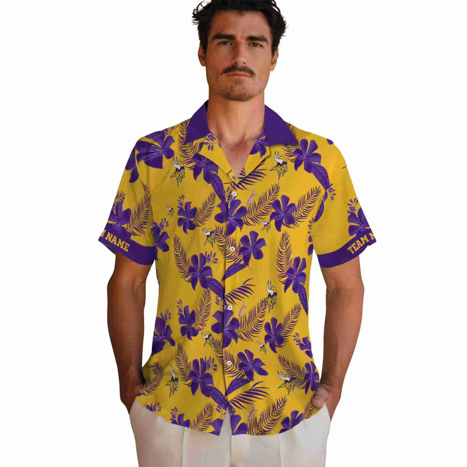 custom minnesota vikings botanical print gold hawaiian shirt fashion forward