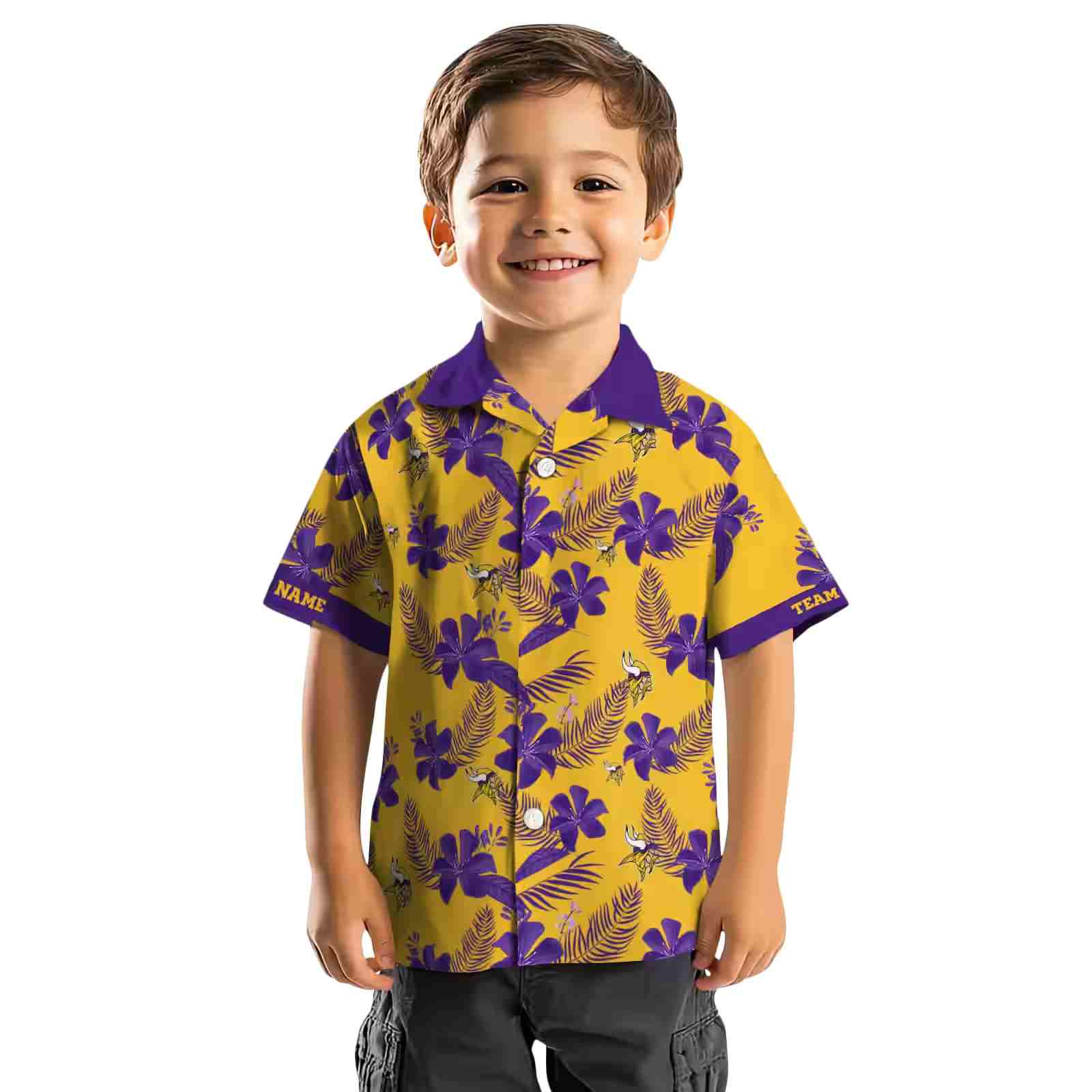 custom minnesota vikings botanical print gold hawaiian shirt top rated