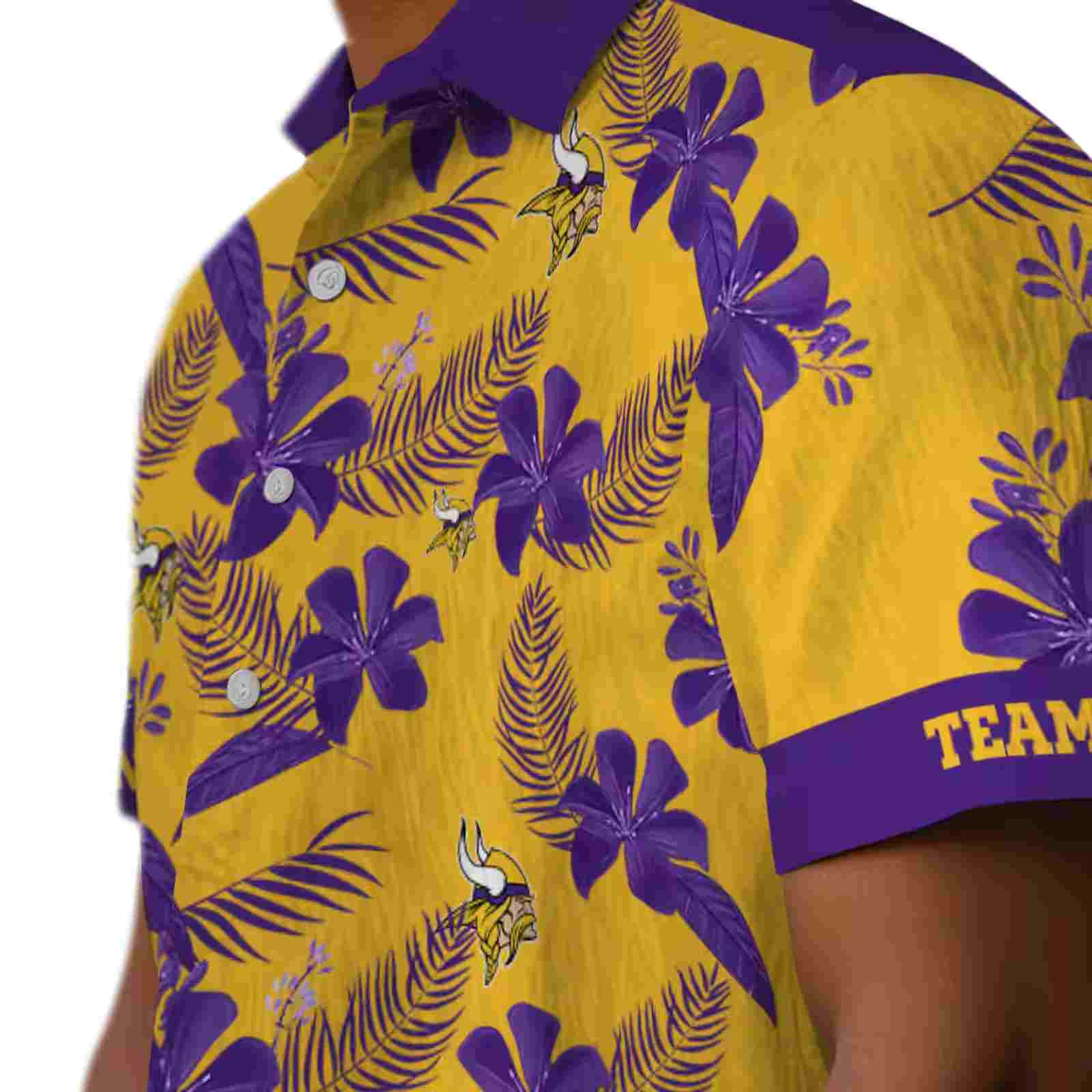 custom minnesota vikings botanical print gold hawaiian shirt trendy