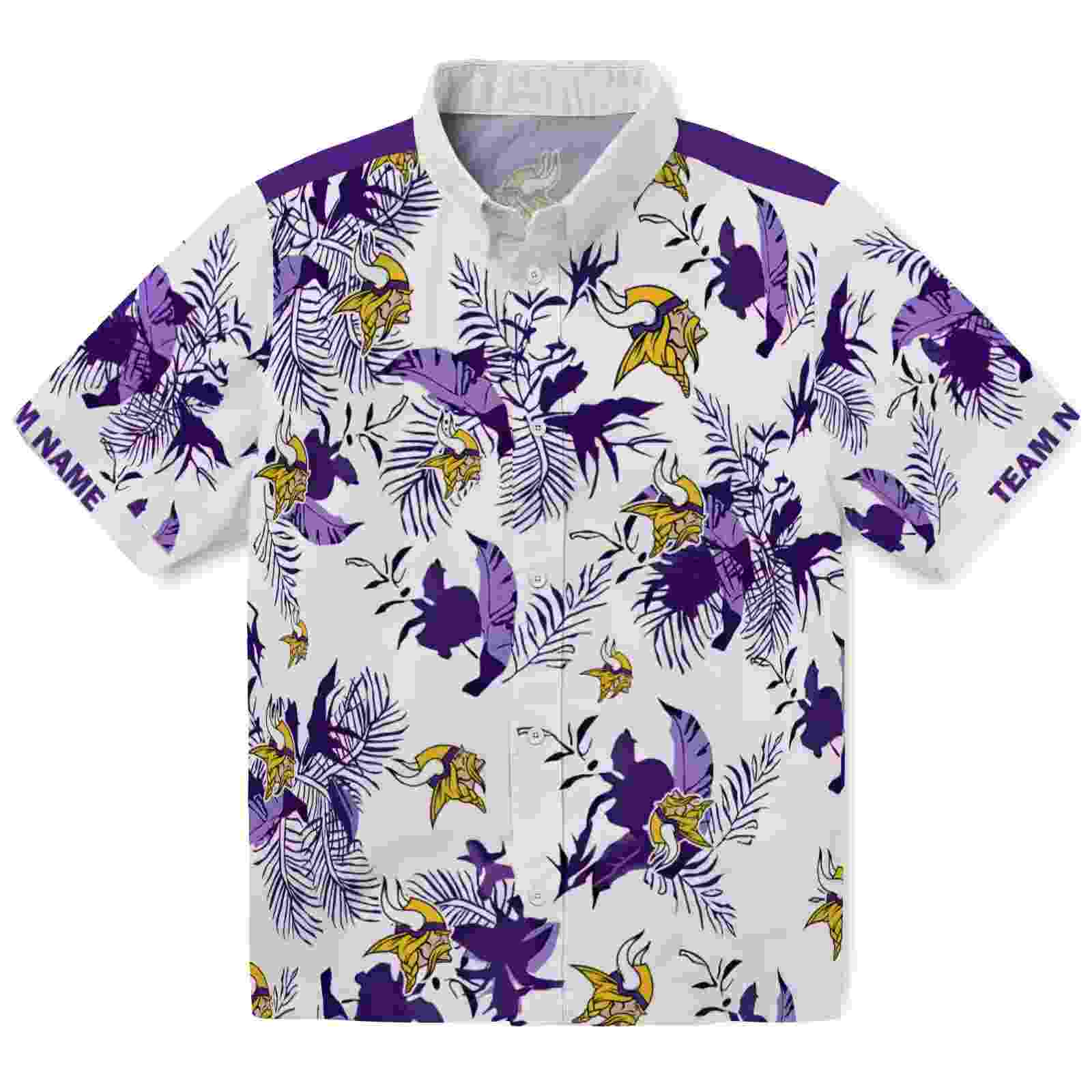 Custom Minnesota Vikings Botanical Theme Purple White Hawaiian Shirt