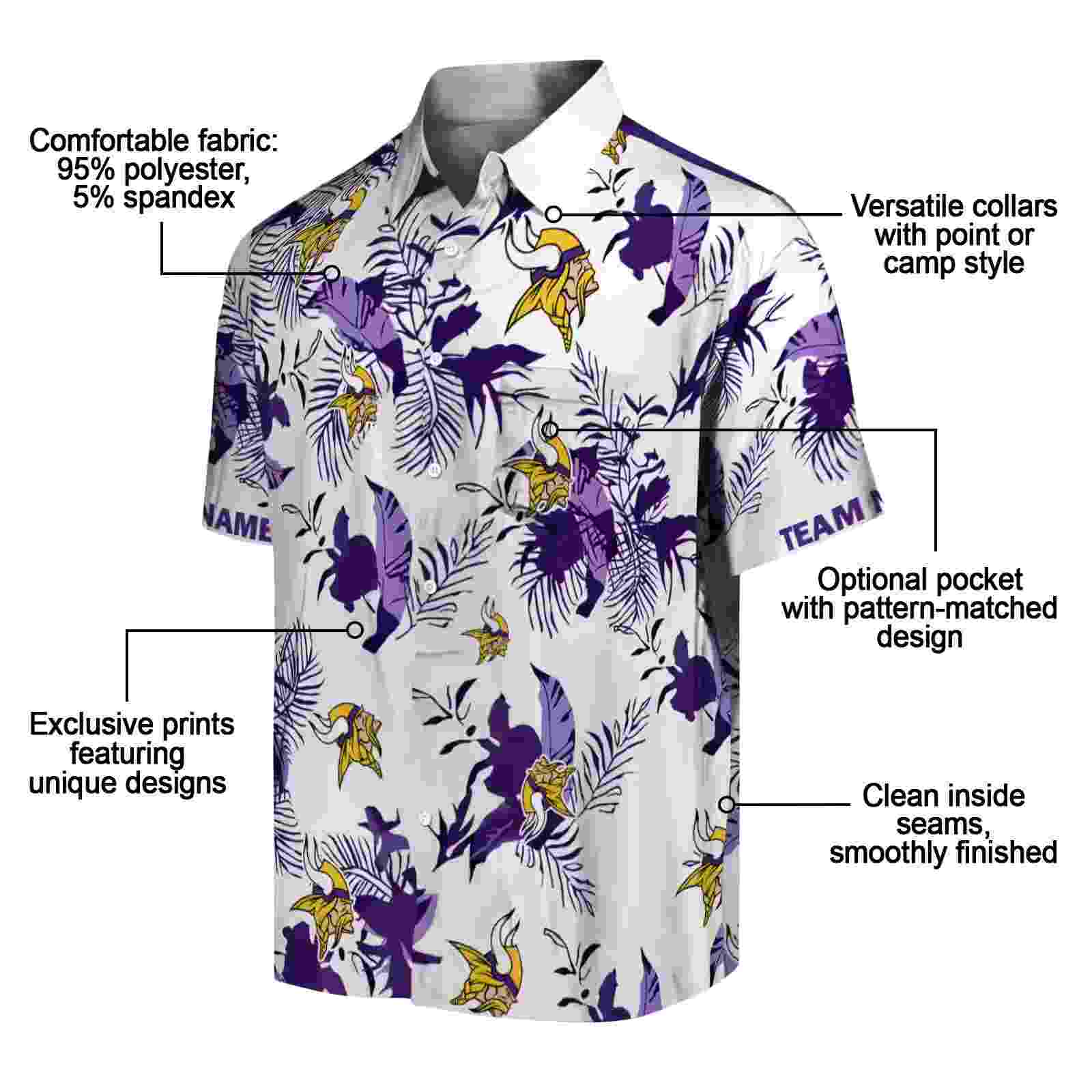 custom minnesota vikings botanical theme purple white hawaiian shirt new arrival