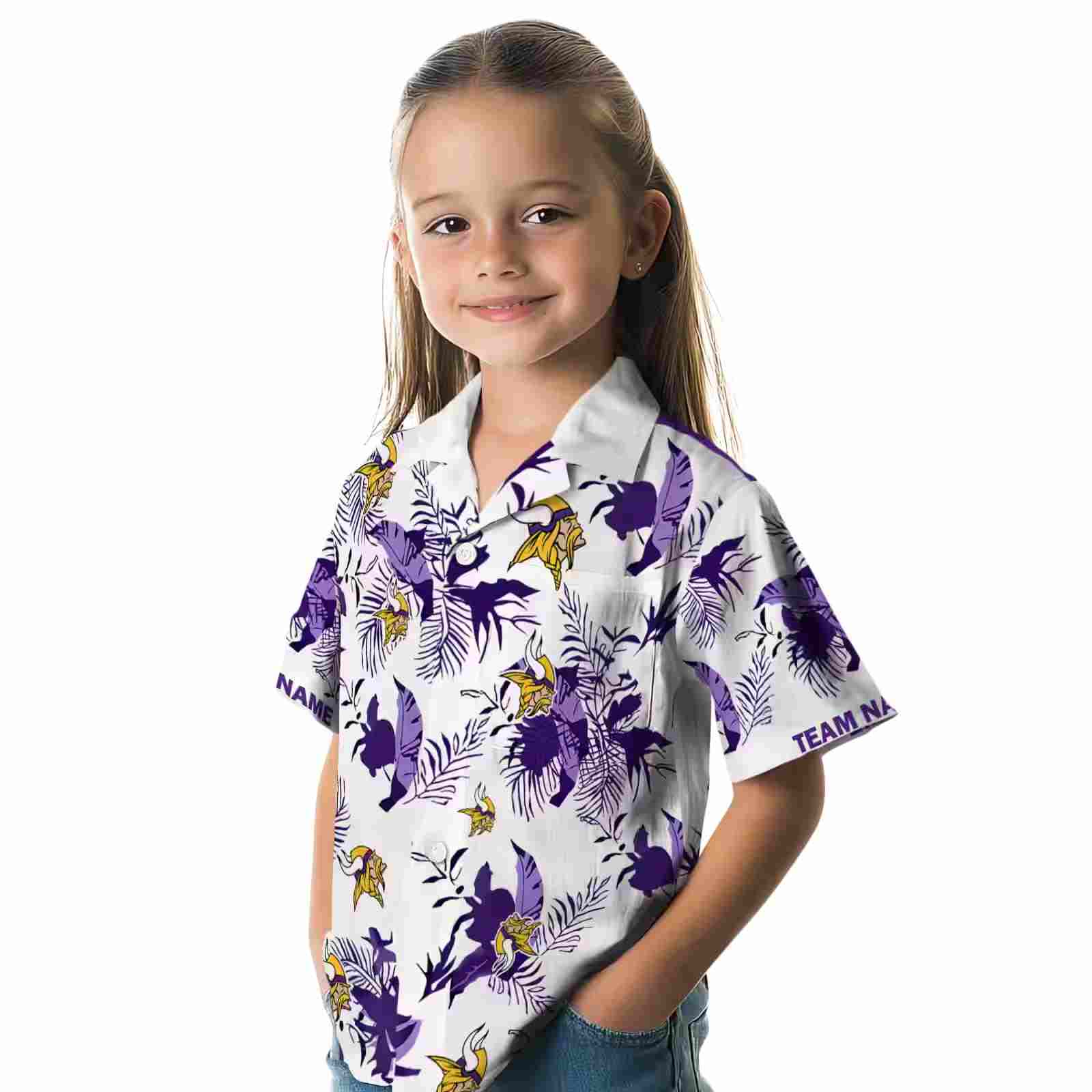 custom minnesota vikings botanical theme purple white hawaiian shirt premium grade