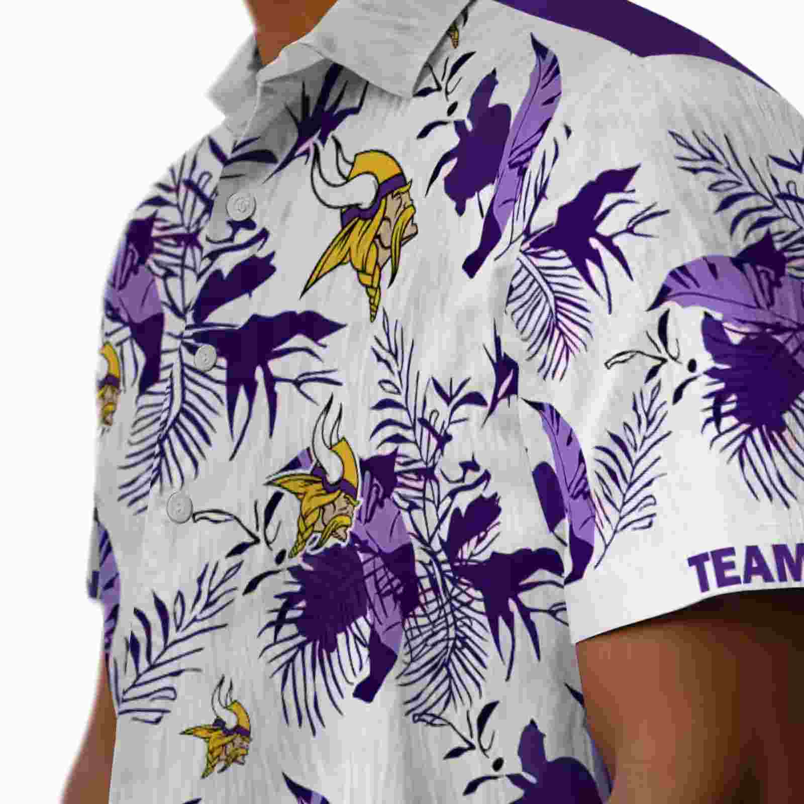 custom minnesota vikings botanical theme purple white hawaiian shirt trendy