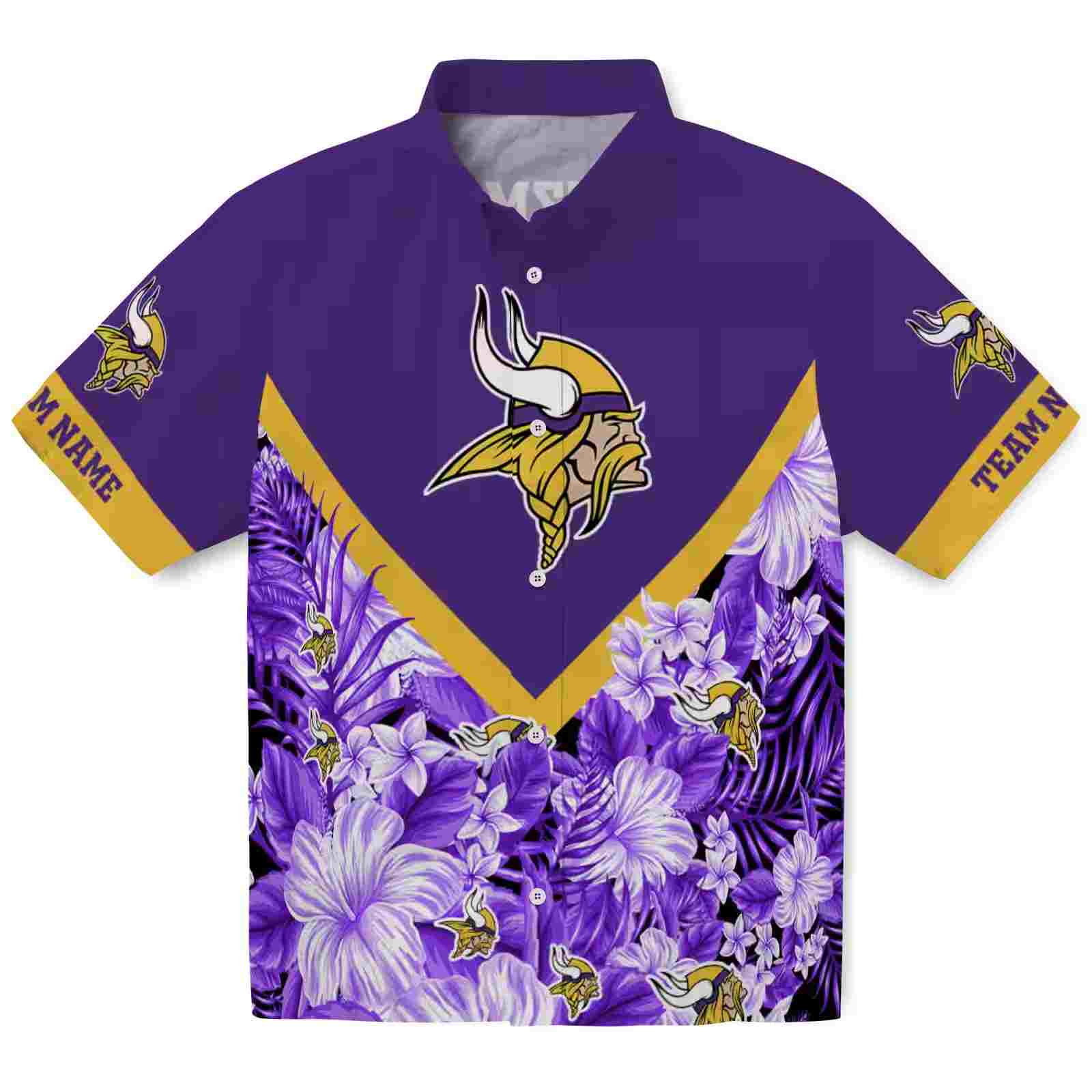 Custom Minnesota Vikings Floral Chevron Purple Hawaiian Shirt