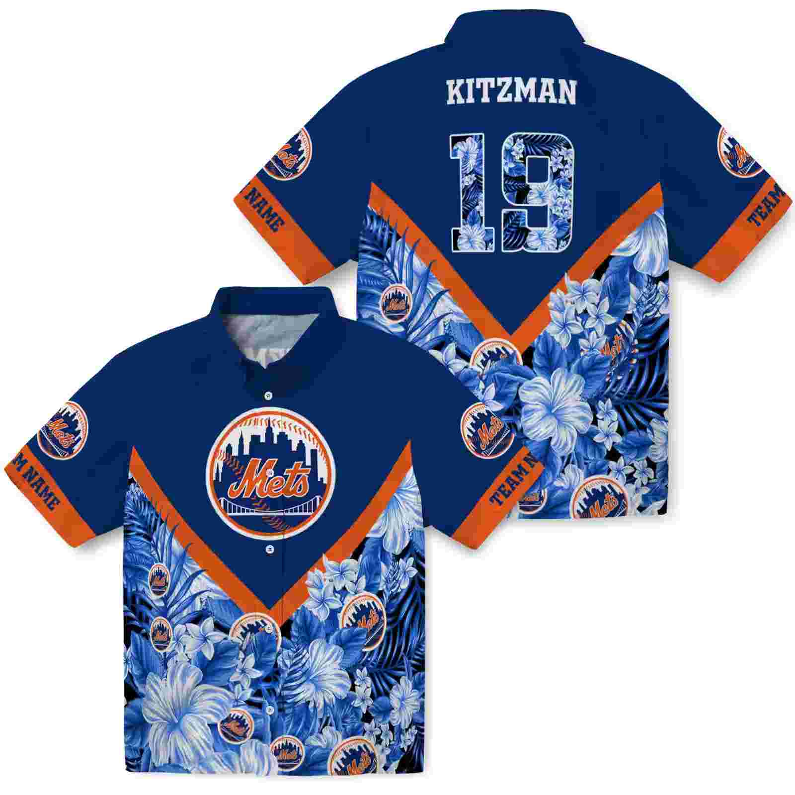 custom new york mets floral chevron blue hawaiian shirt high quality