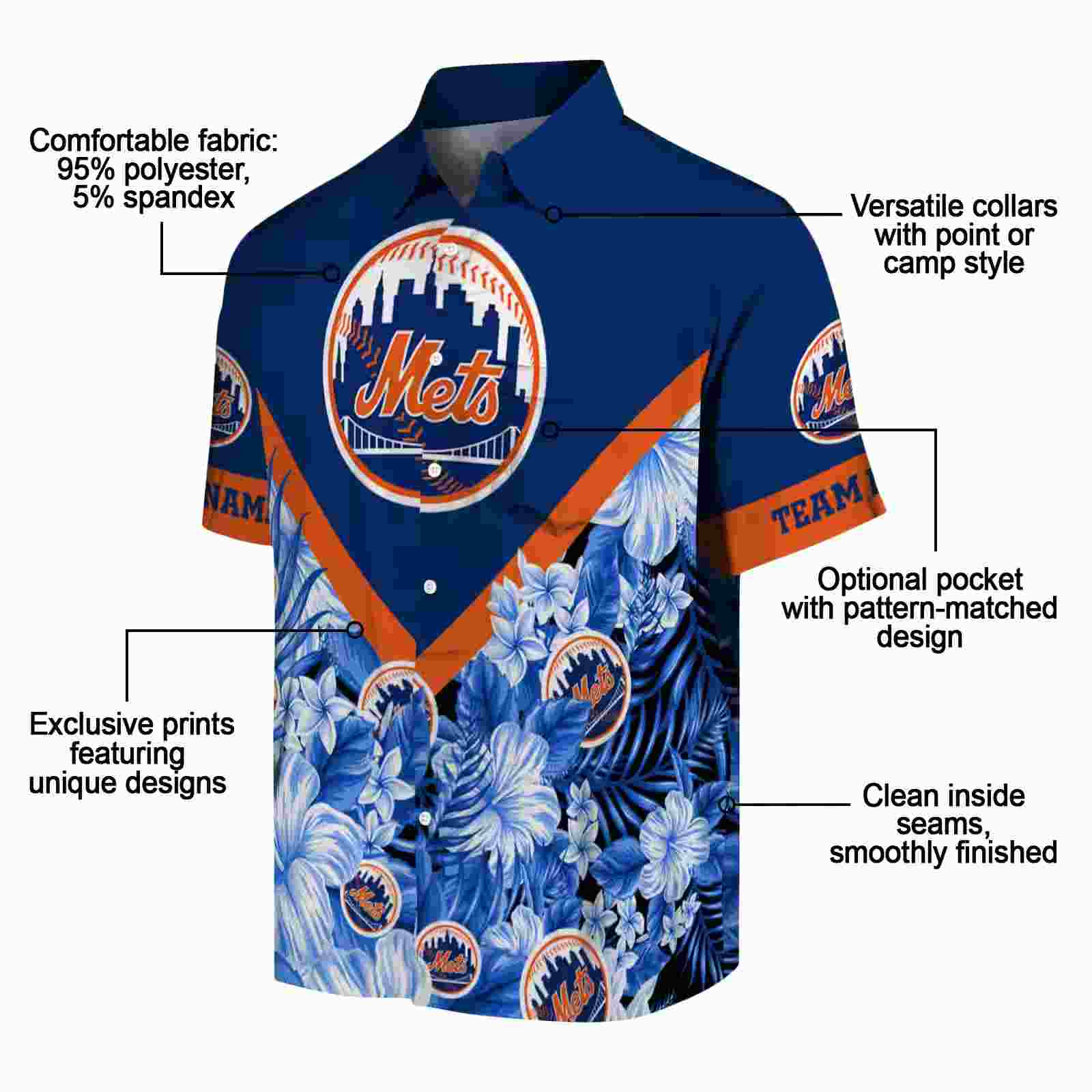 custom new york mets floral chevron blue hawaiian shirt new arrival