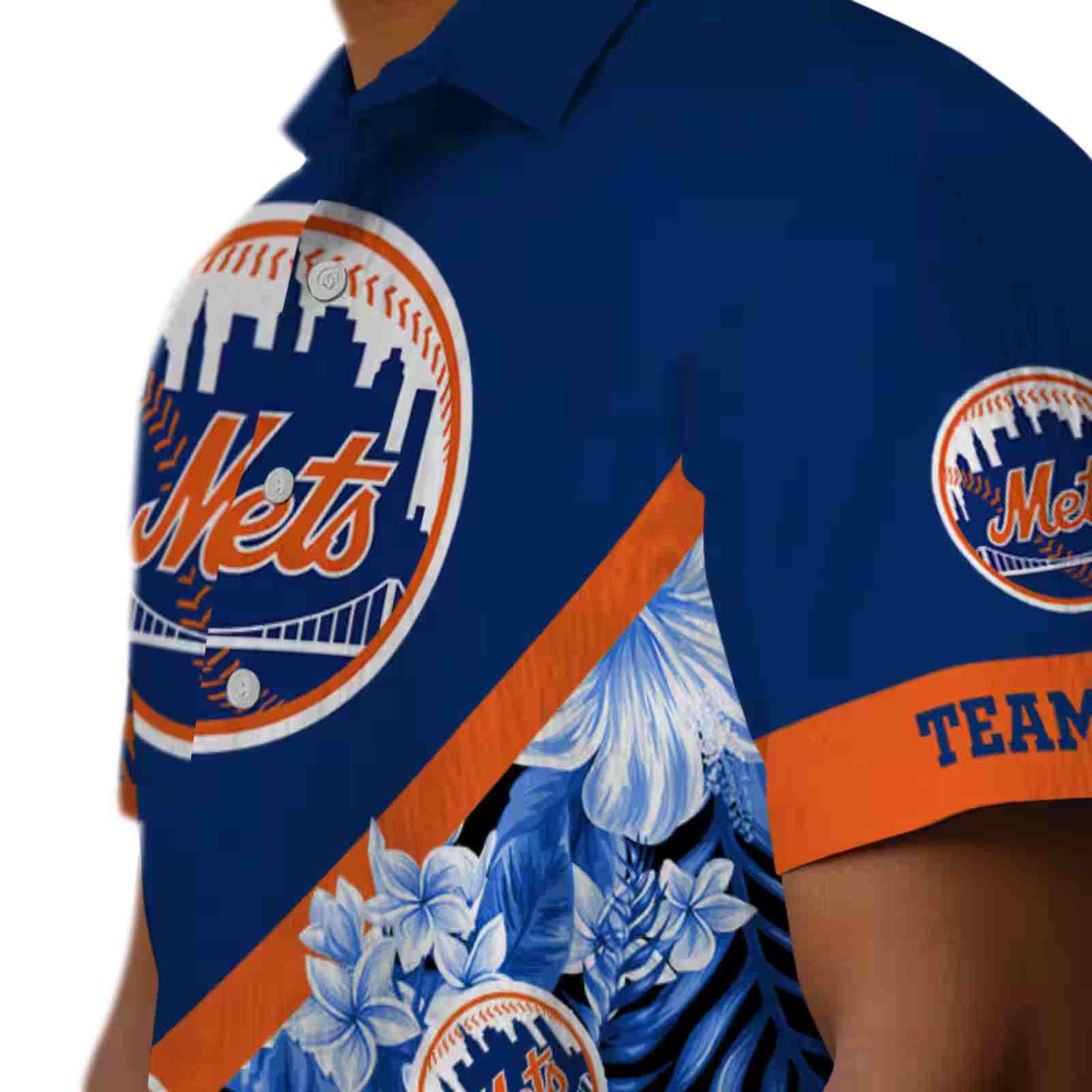 custom new york mets floral chevron blue hawaiian shirt trendy