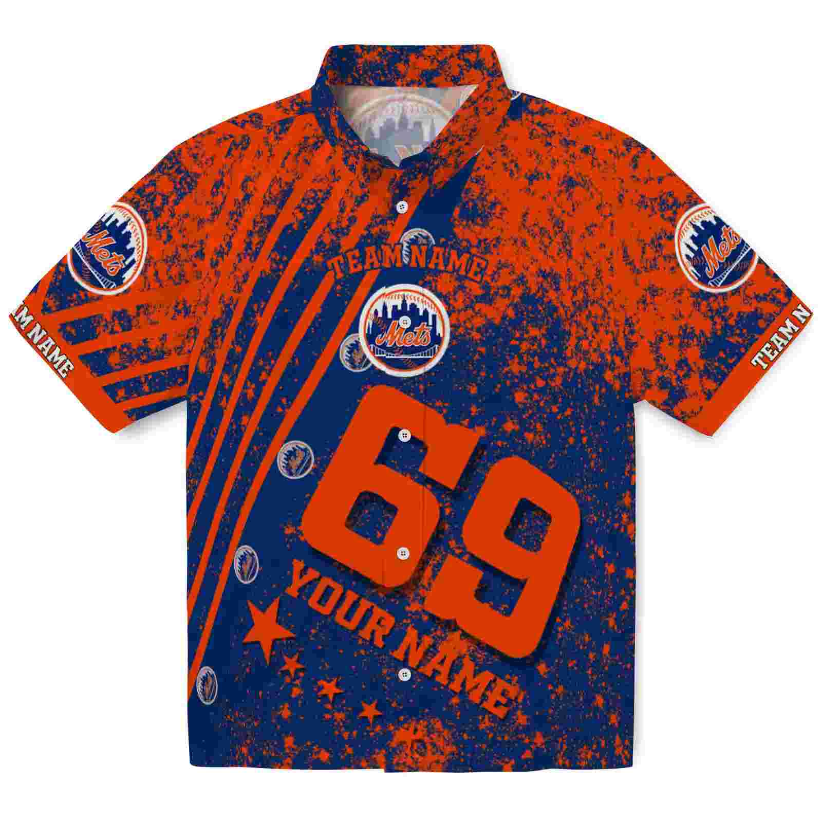 Custom New York Mets Star Stripes Blue Hawaiian Shirt