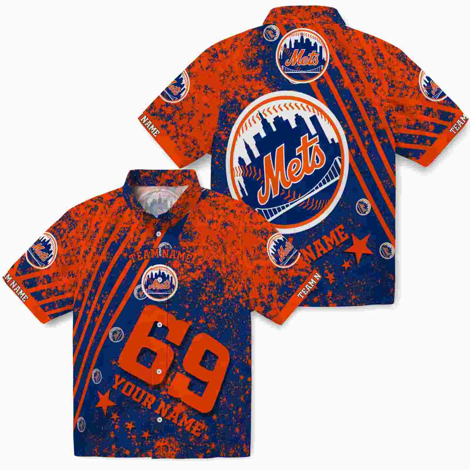 custom new york mets star stripes blue hawaiian shirt high quality