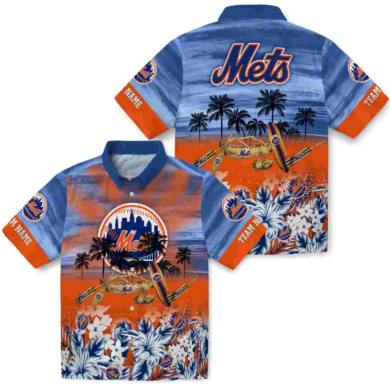 custom new york mets tropical canoe blue hawaiian shirt high quality