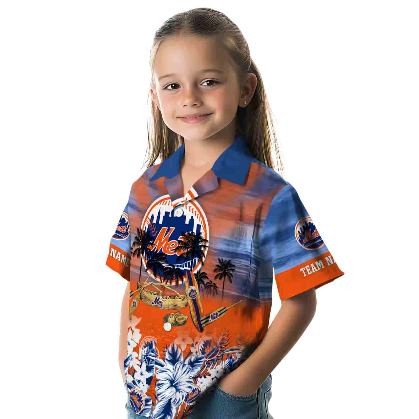 custom new york mets tropical canoe blue hawaiian shirt premium grade