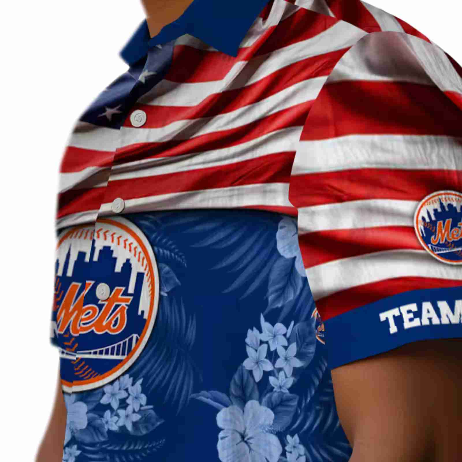 custom new york mets us flag hibiscus blue hawaiian shirt trendy