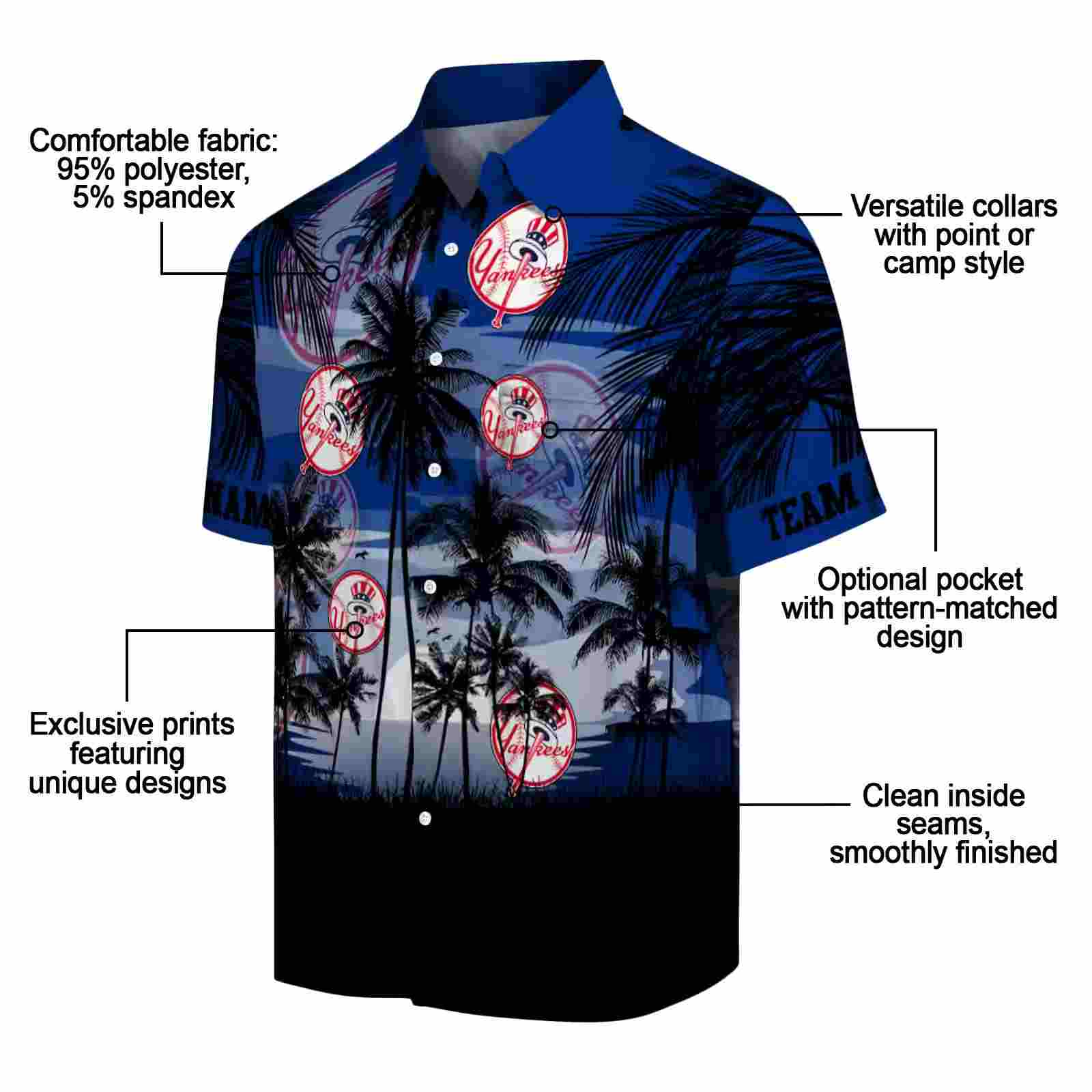 custom new york yankees sunset scene navy black hawaiian shirt new arrival