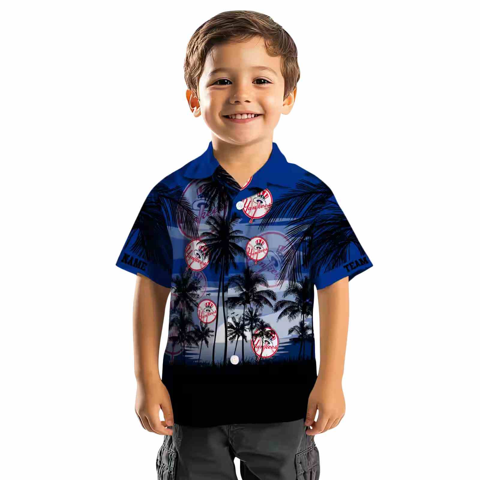 custom new york yankees sunset scene navy black hawaiian shirt top rated