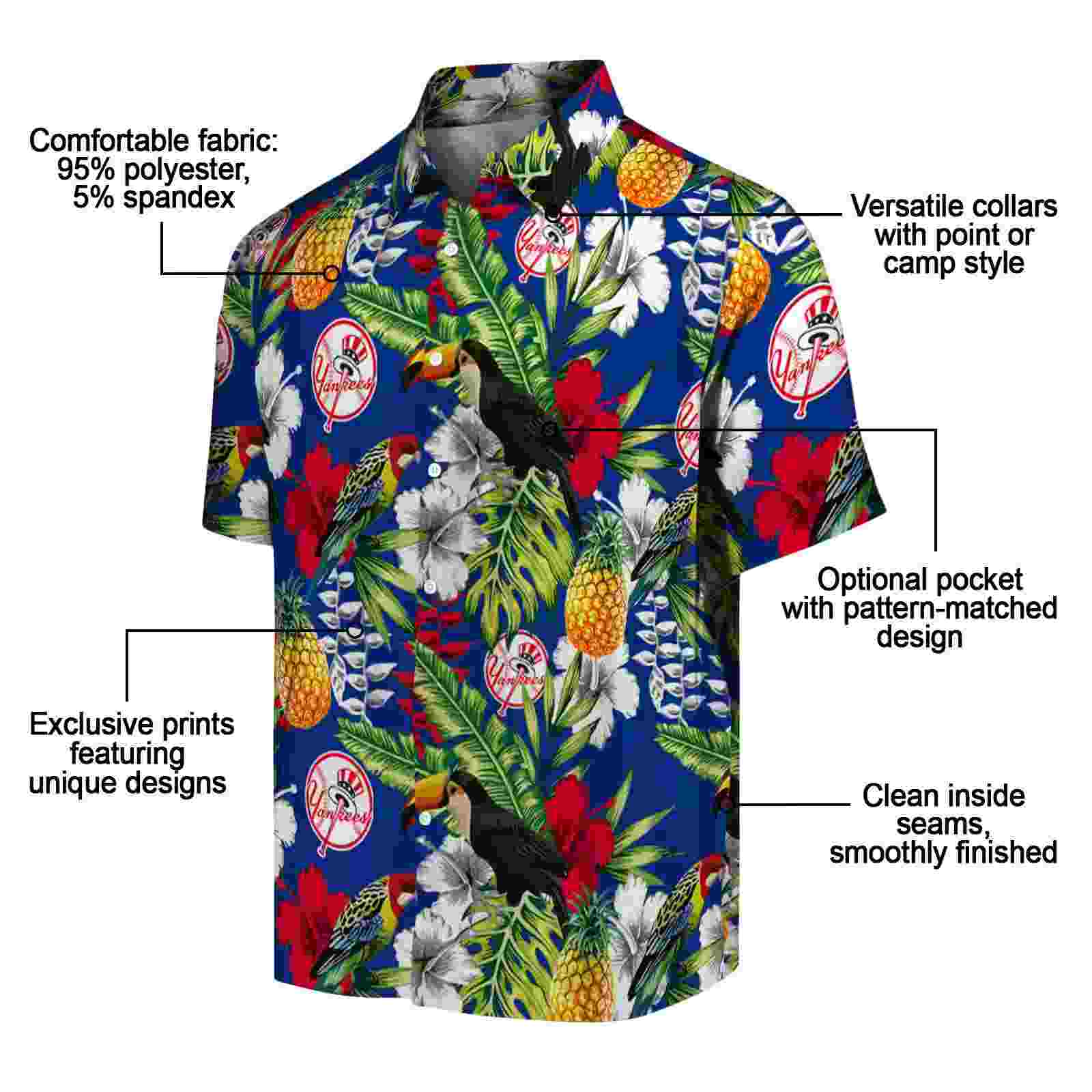 custom new york yankees tropical toucan navy green hawaiian shirt new arrival