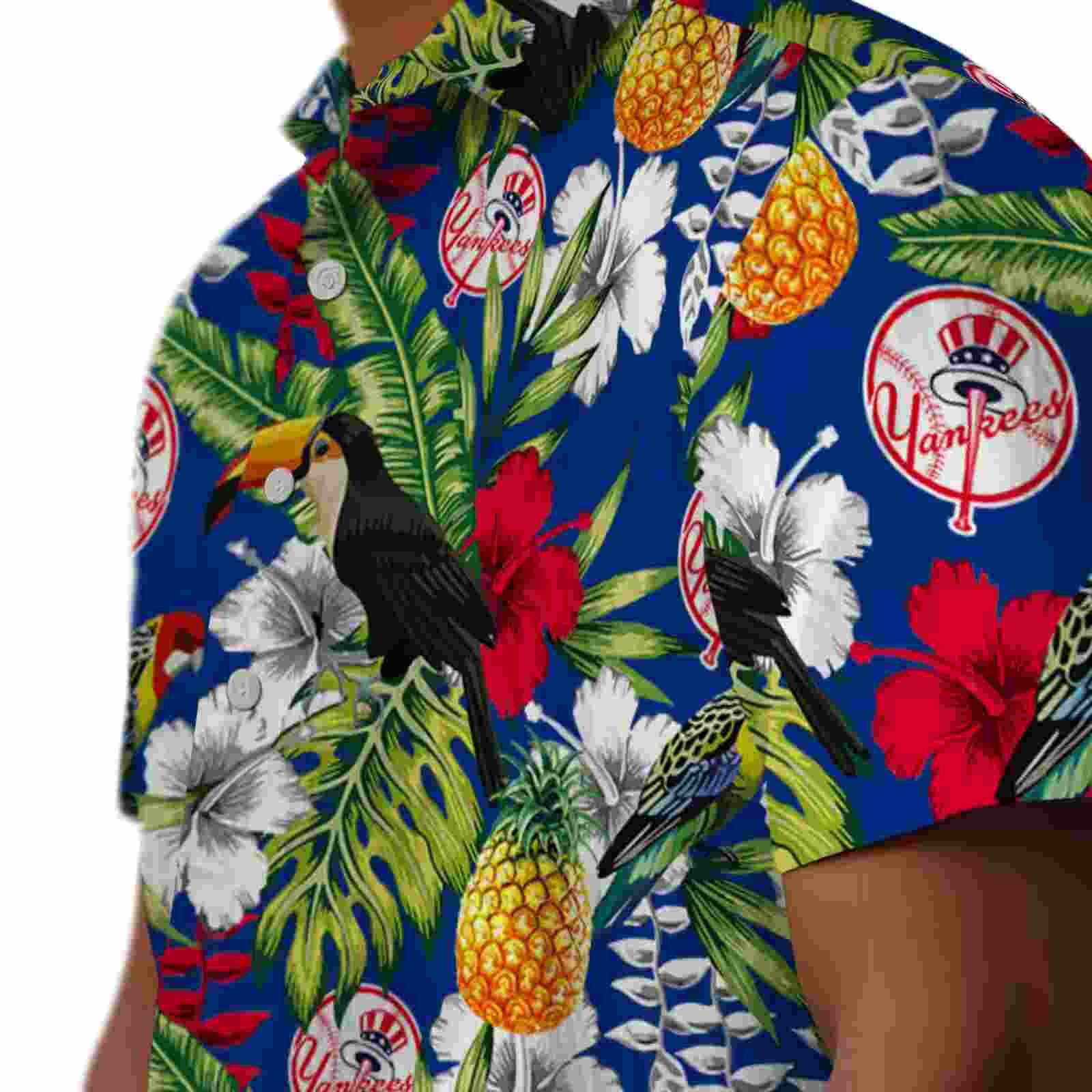 custom new york yankees tropical toucan navy green hawaiian shirt trendy