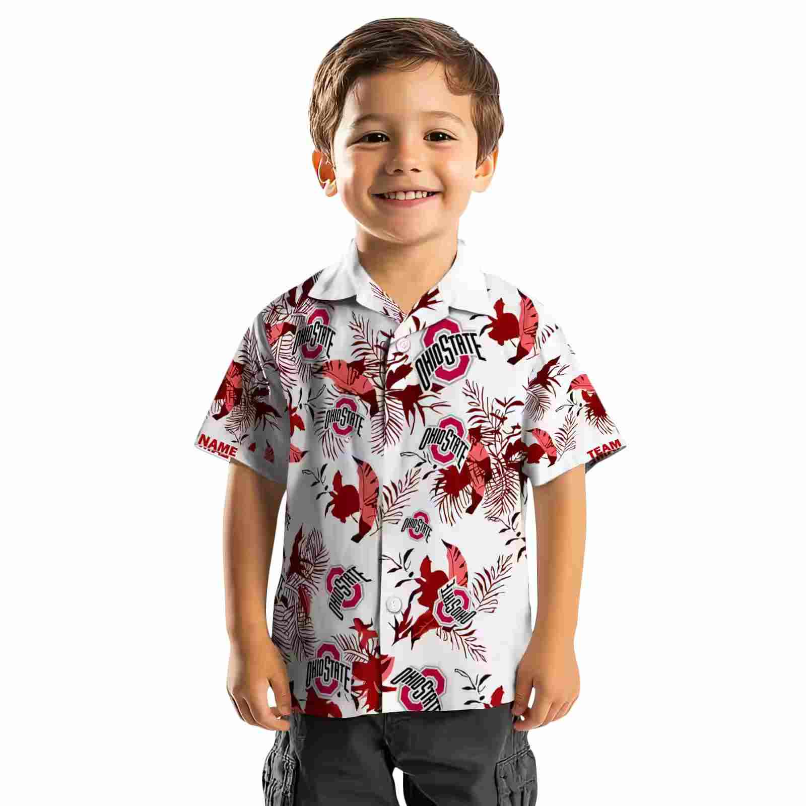 custom ohio state buckeyes botanical theme scarlet white hawaiian shirt top rated