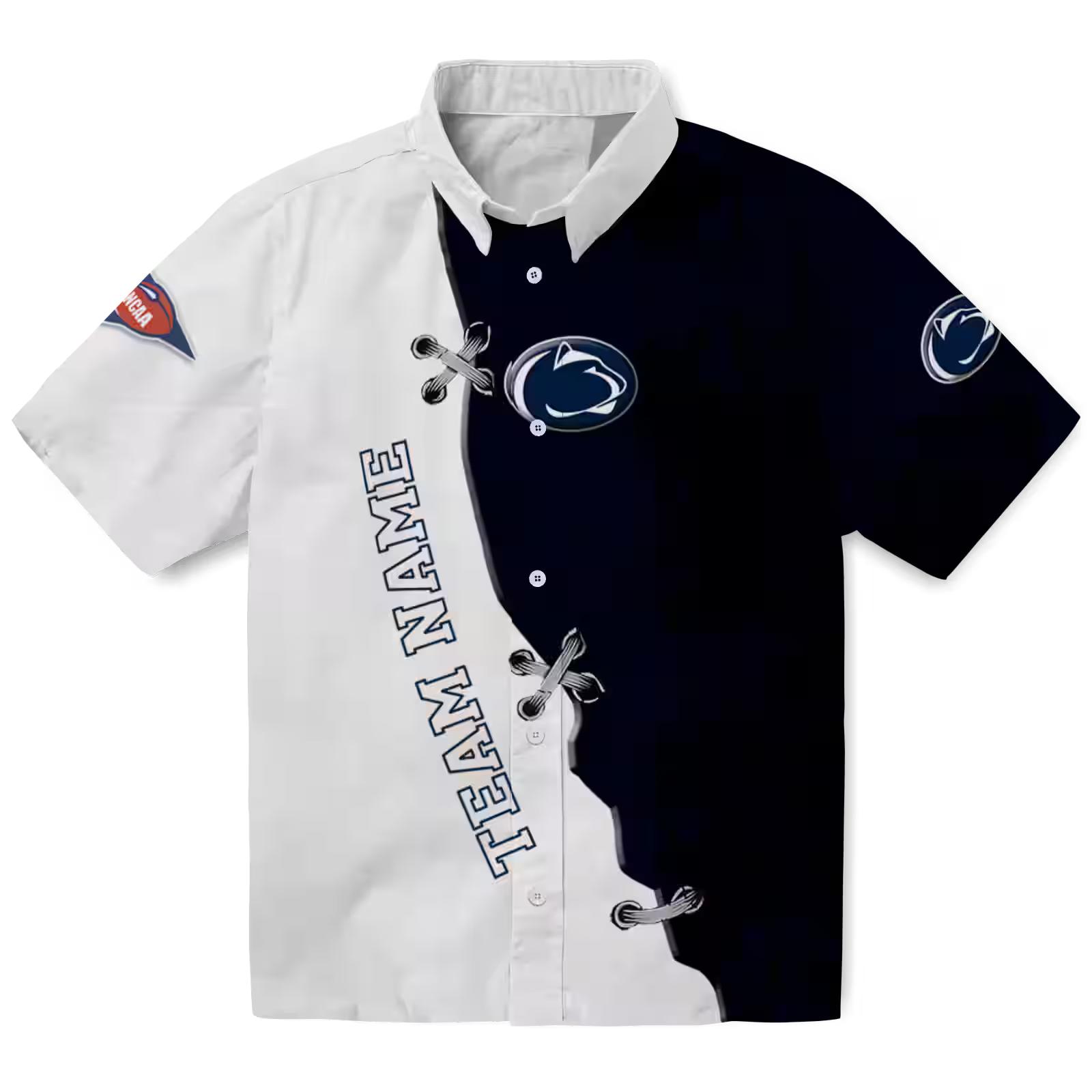 custom penn state nittany lions edgy streaks blue white hawaiian shirt best selling