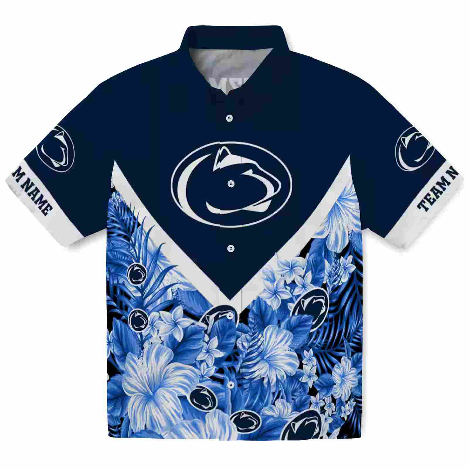 custom penn state nittany lions floral chevron blue hawaiian shirt best selling