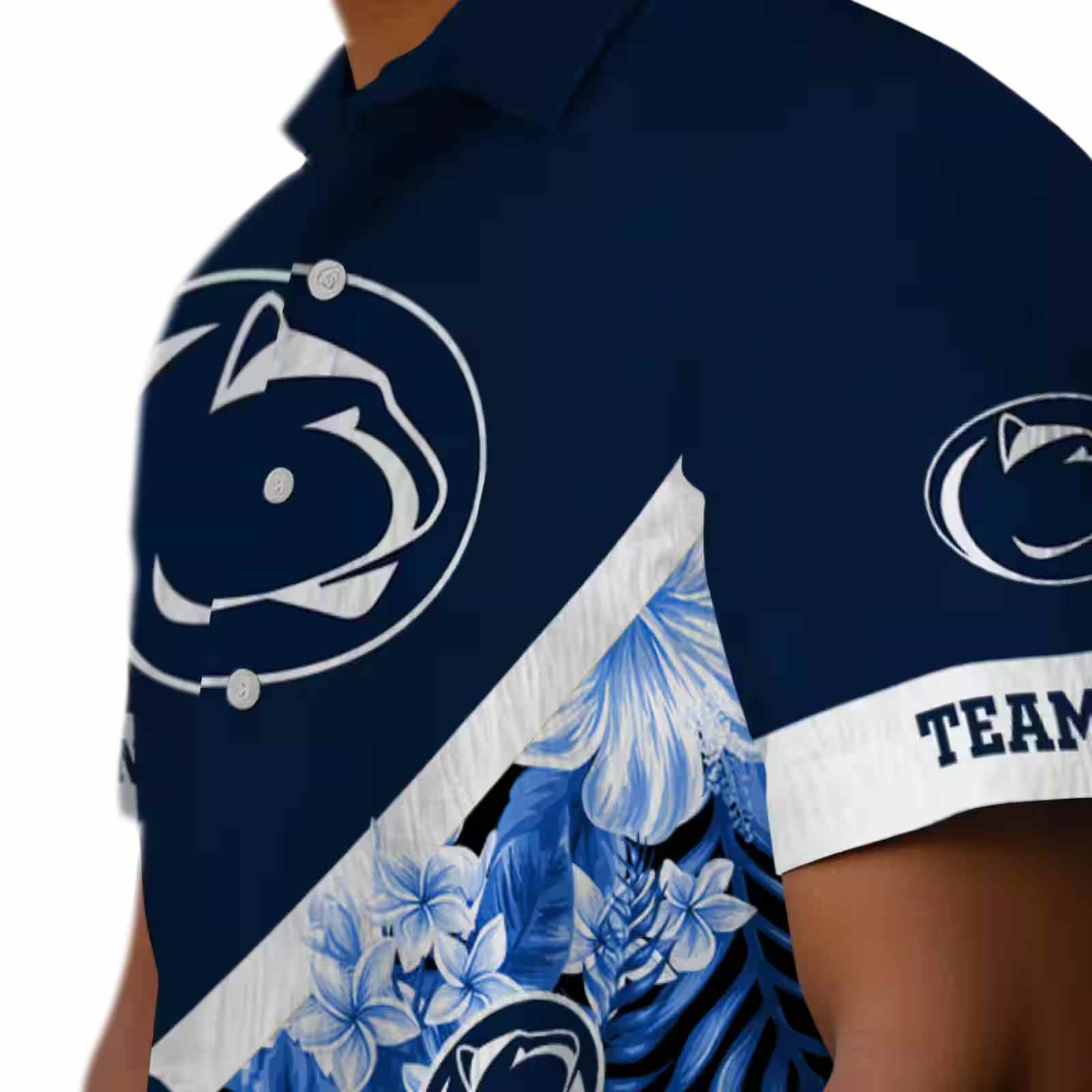 custom penn state nittany lions floral chevron blue hawaiian shirt trendy